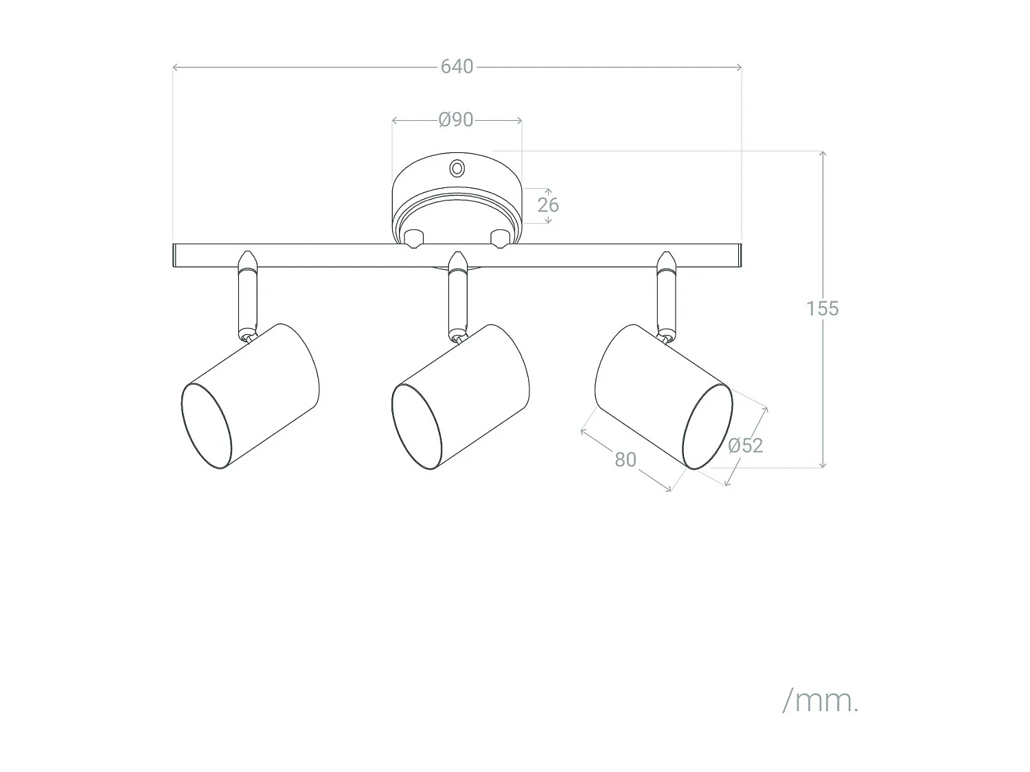 Lampada da Soffitto Orientabile Legno e Metallo 3 Faretti Albus Bianco