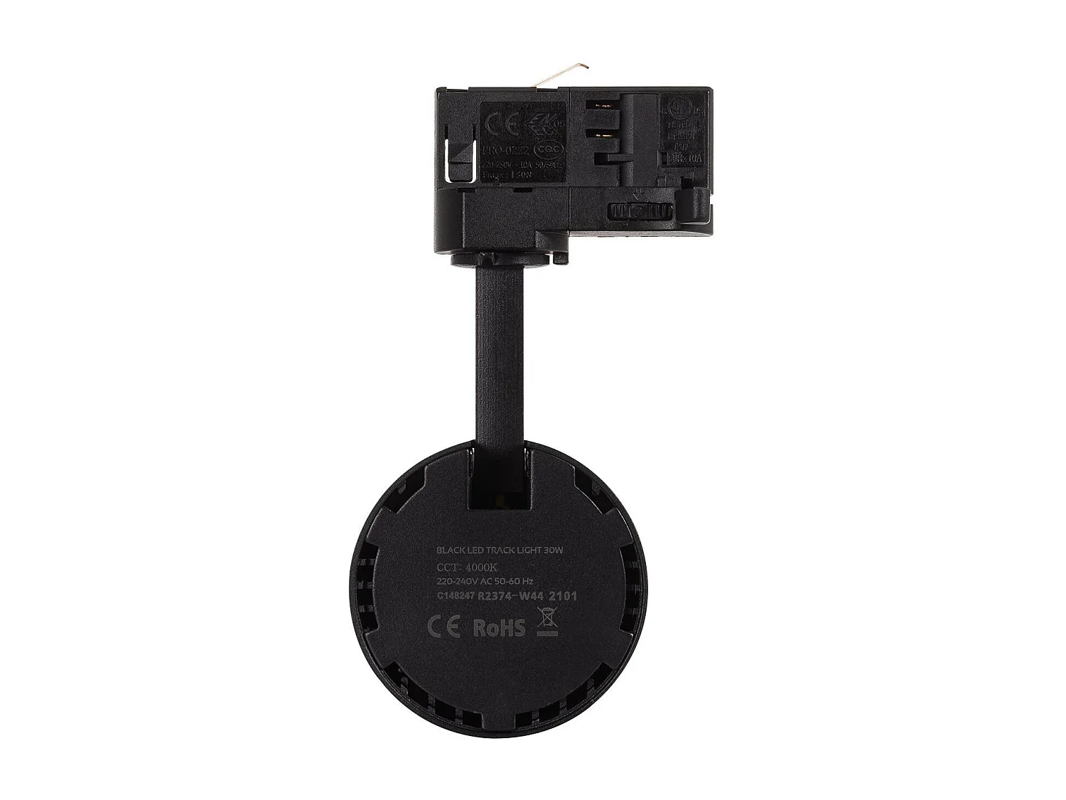 Spot LED sur Rail Triphasé 30W Bertha  Noir 3000K Blanc chaud