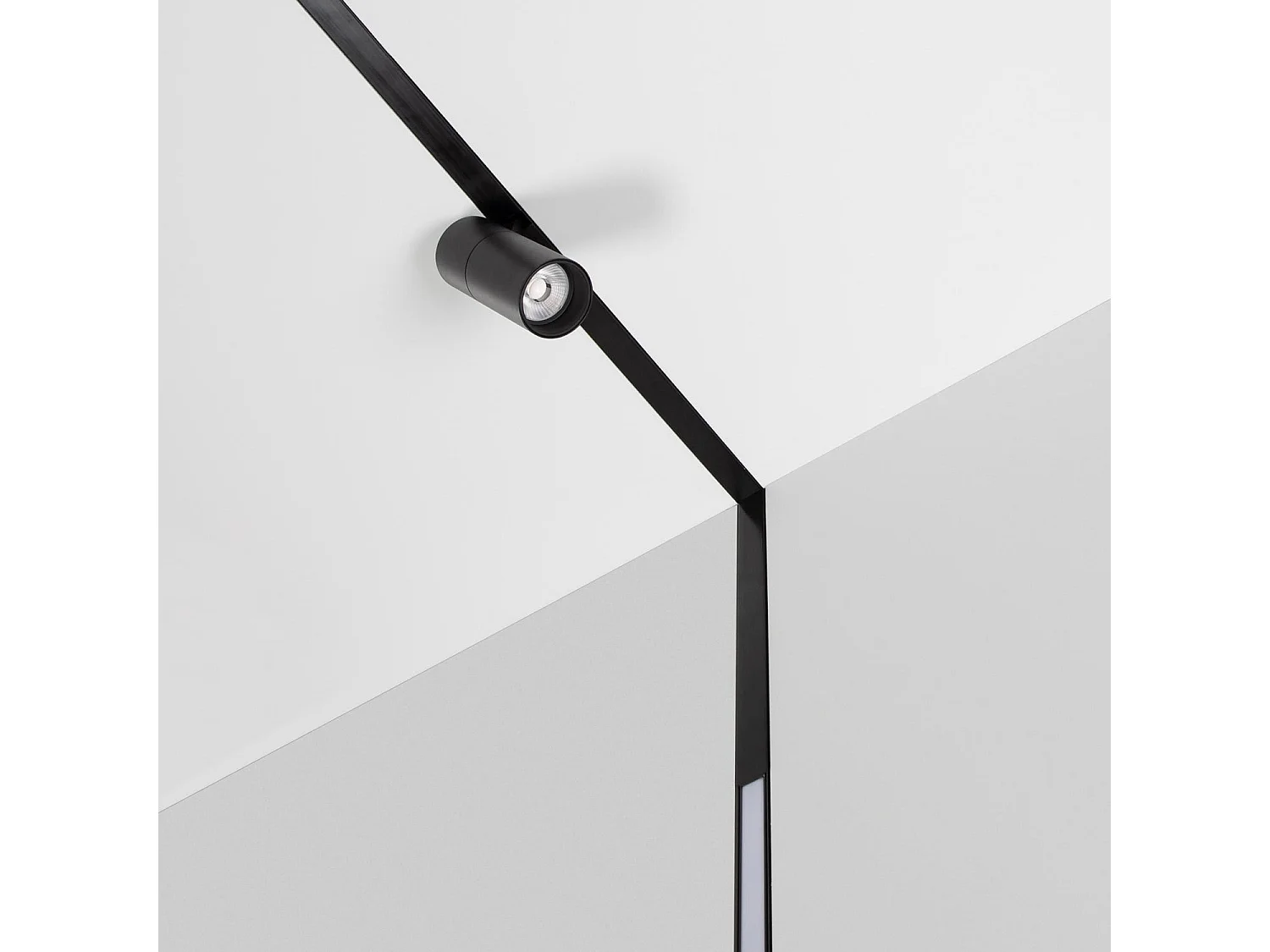 Spot LED sur Rail Magnétique 20mm 20W 48V Noir 3000K Blanc chaud