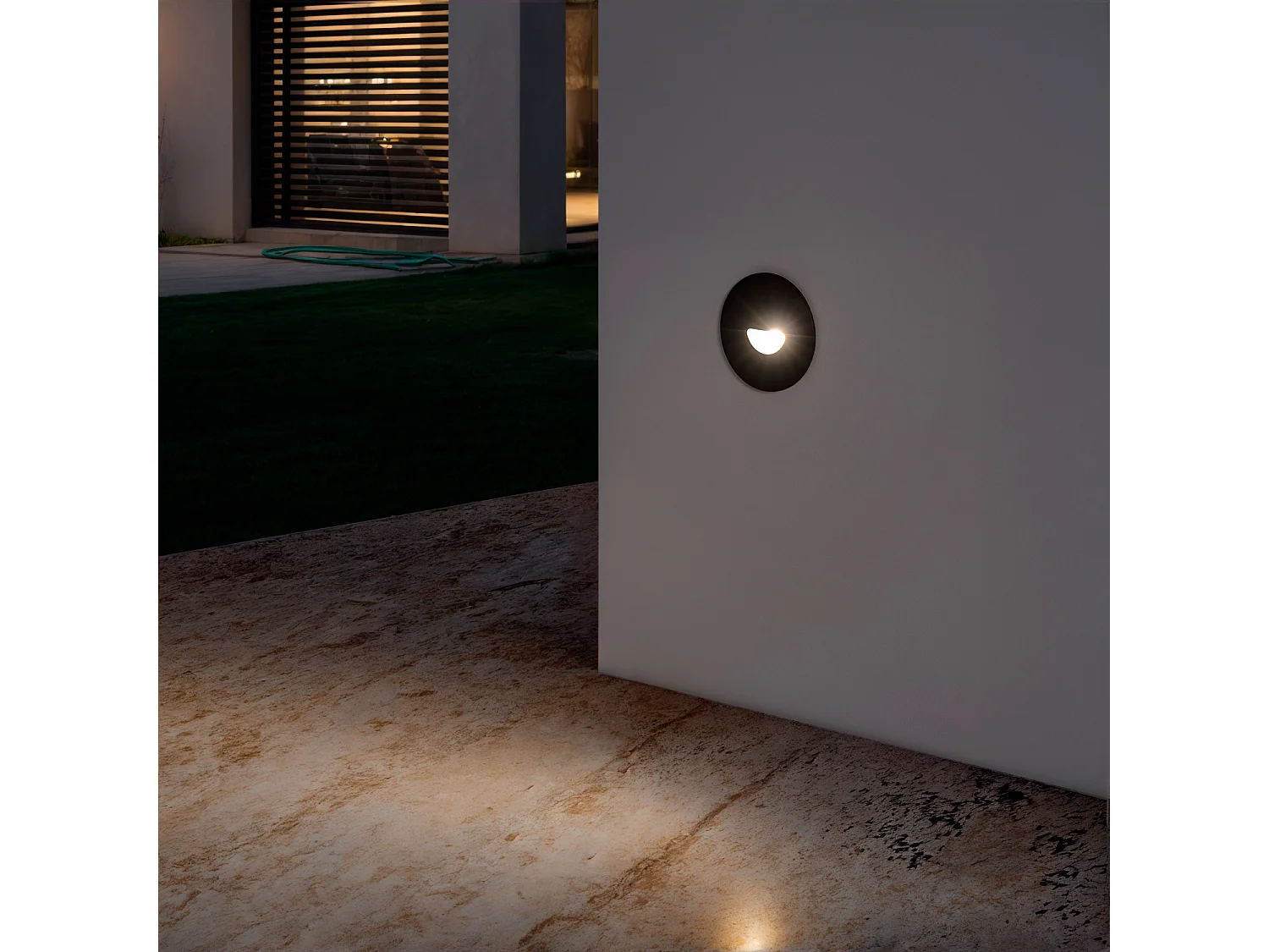 Segnapasso da Esterno LED 2W da Incasso a Parete Circolare Nero Guell 4000K Bianco Naturale