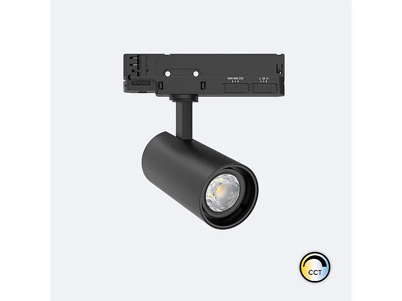 Spot LED sur Rail Triphasé 20W Fasano Dimmable CCT Sélectionnable Noir (2700K - 3200K - 4000K) Sélectionnable