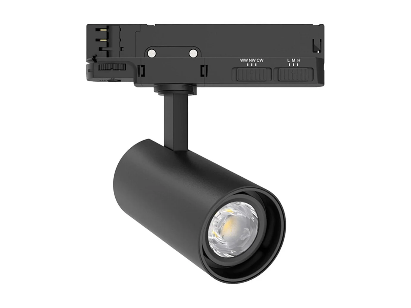 Spot LED sur Rail Triphasé 20W Fasano Dimmable CCT Sélectionnable Noir 2700K - 3200K - 4000K Sélectionnable