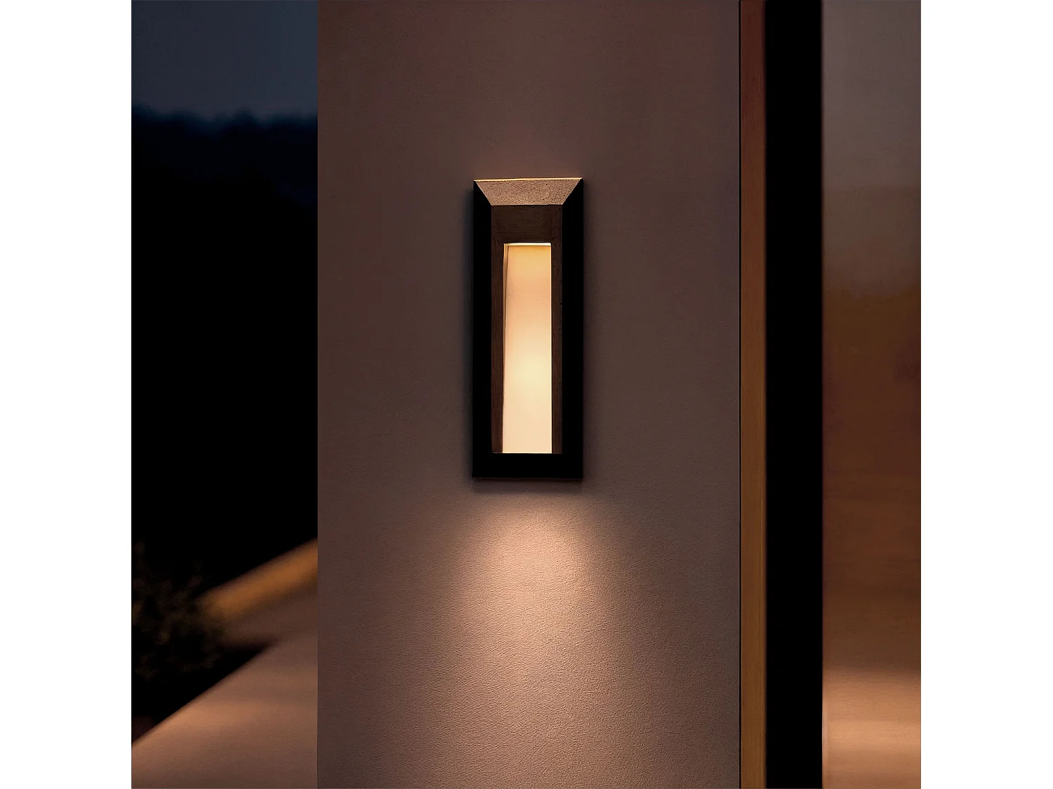 Baliza Exterior LED Superficie Pared Rectangular Negro Edulis 2700K Blanco Cálido