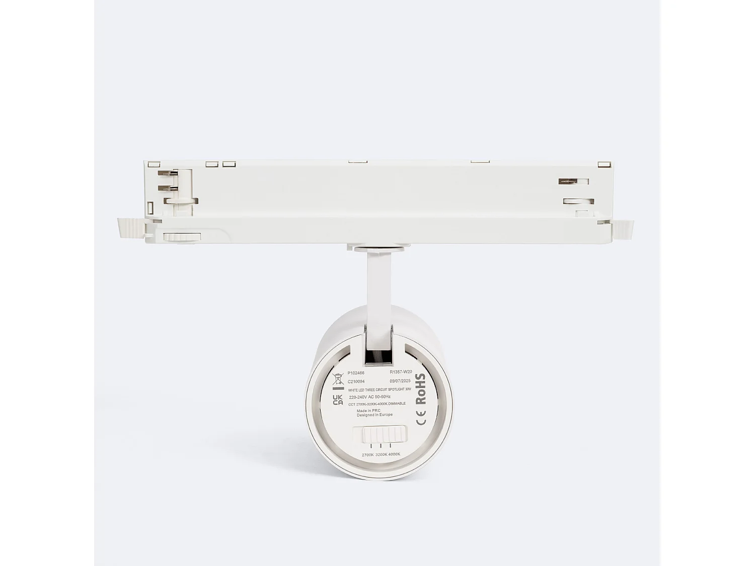 Spot LED sur Rail Triphasé 30W Fasano Dimmable DALI Blanc 3200K Blanc chaud