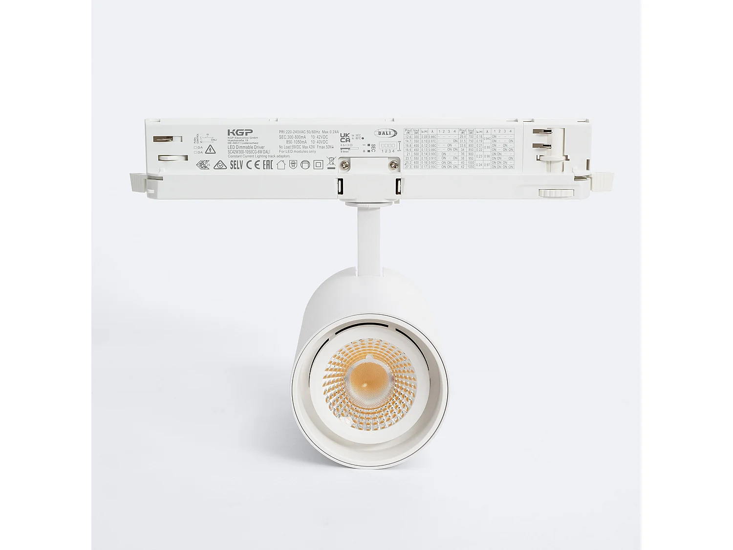 Spot LED sur Rail Triphasé 30W Fasano Dimmable DALI Blanc 3200K Blanc chaud
