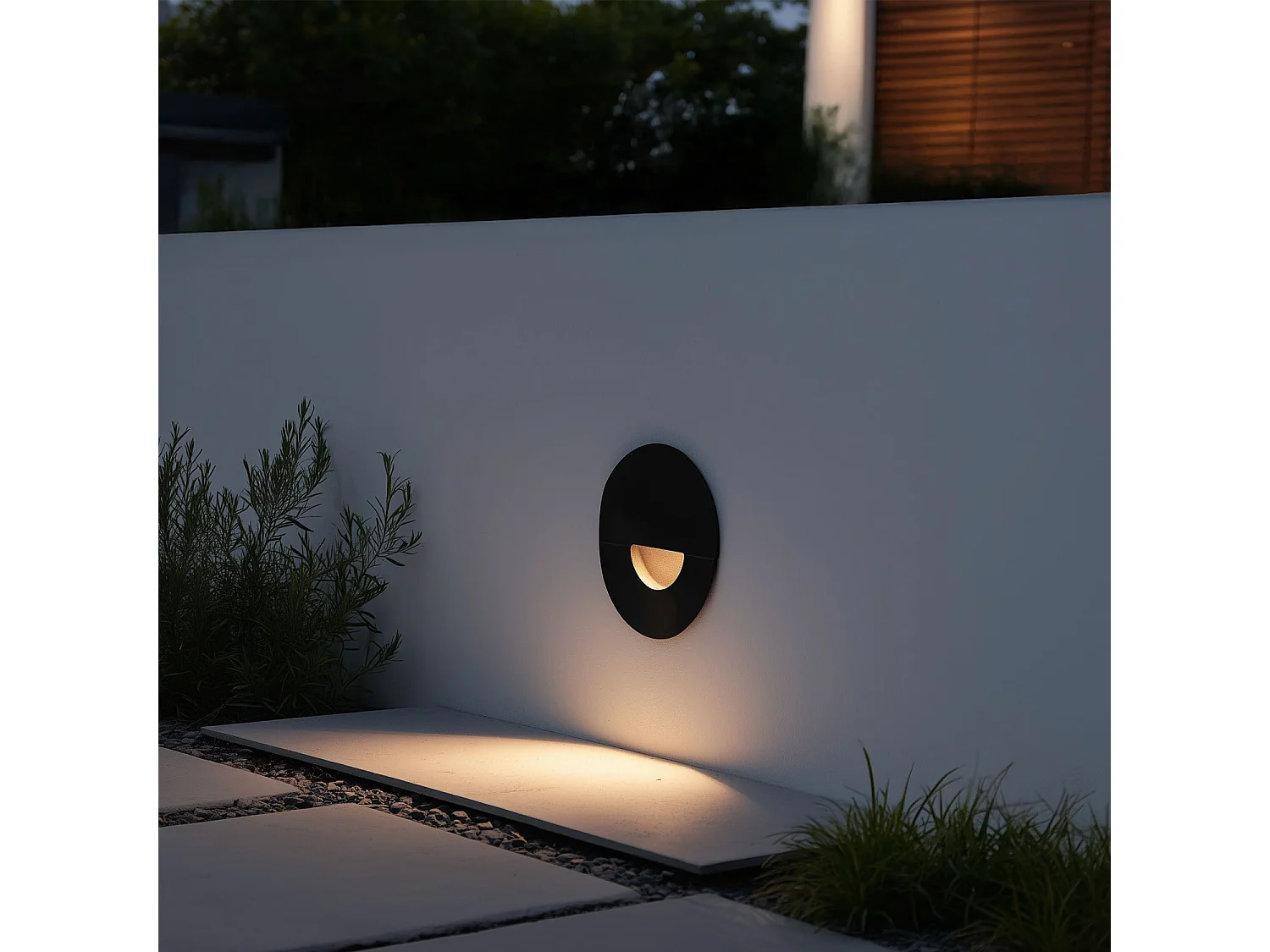 Segnapasso da Esterno LED 2W da Incasso a Parete Circolare Nero Guell 2700K Bianco Caldo