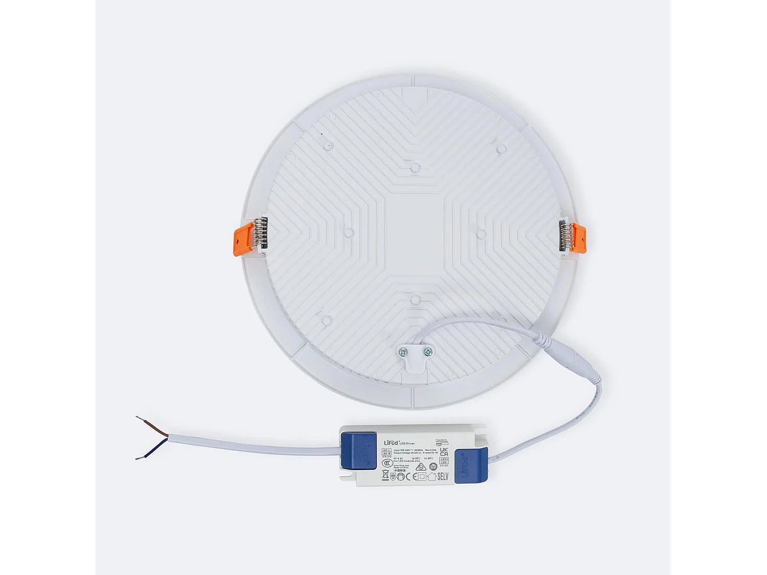 Downlight LED 36W Rond Chip  Aero 110 lm/W  Coupe Ø 200 mm 2700K Blanc chaud