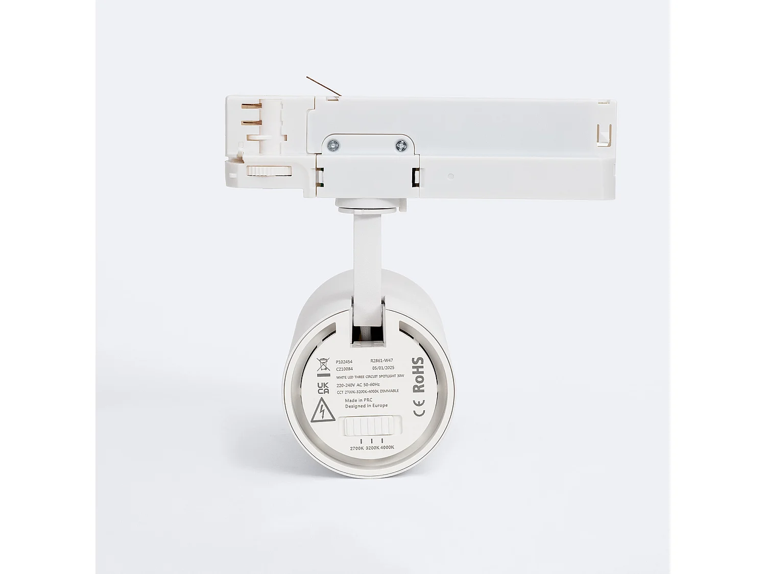Spot LED sur Rail Triphasé 30W Fasano Dimmable Blanc 4000K Blanc neutre