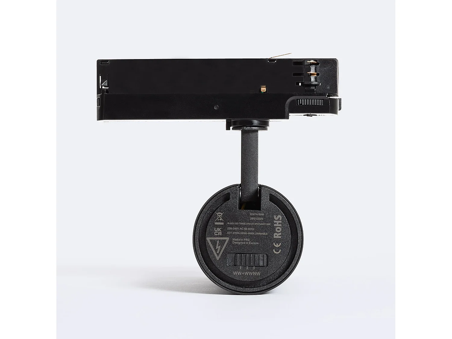 Spot LED sur Rail Triphasé 30W Fasano Dimmable Noir 4000K Blanc neutre