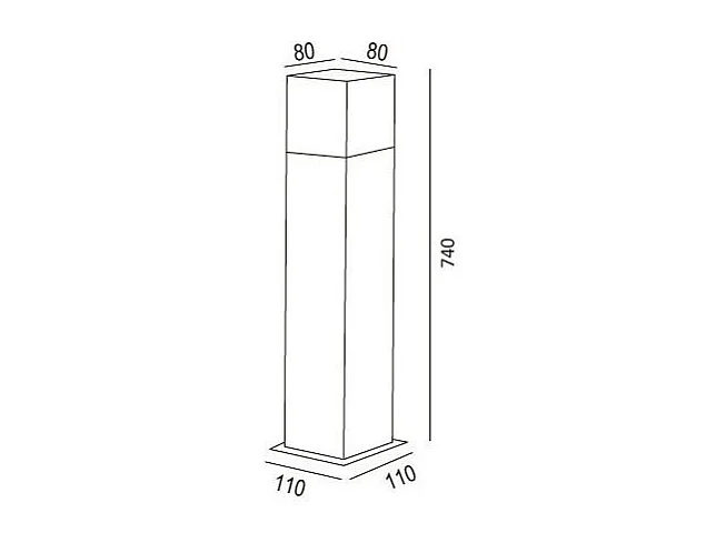 Baliza Exterior Superficie Pie 74cm con Detector de Movimiento Augusta Negra Negro