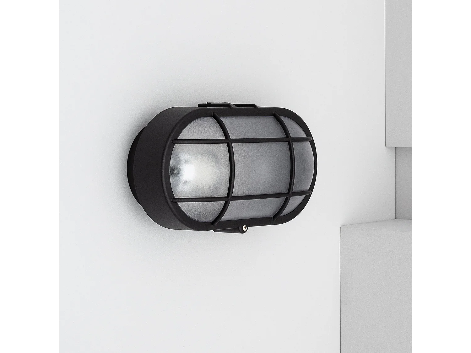 Plafonnier Extérieur Ovale à Grille  220x120 mm Noir