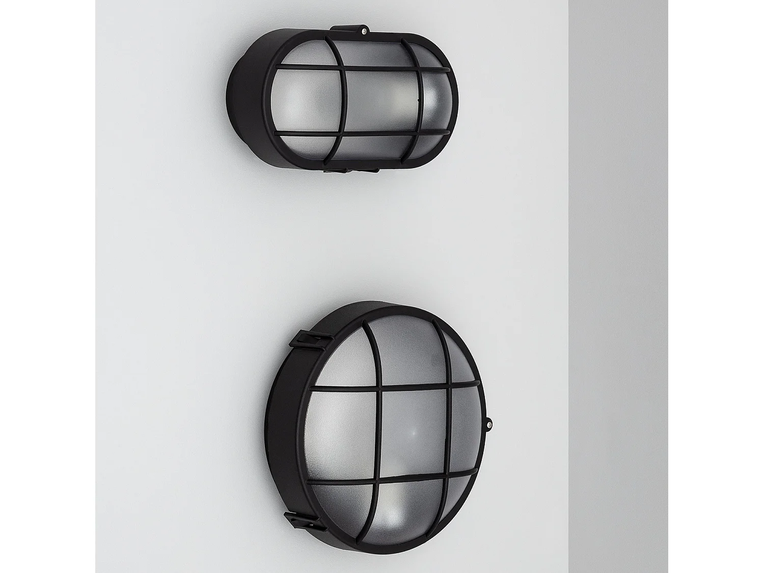 Plafonnier Extérieur Ovale à Grille  220x120 mm Noir