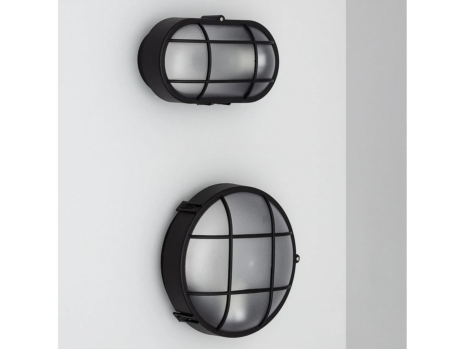 Plafonnier Extérieur Ovale à Grille  220x120 mm Noir