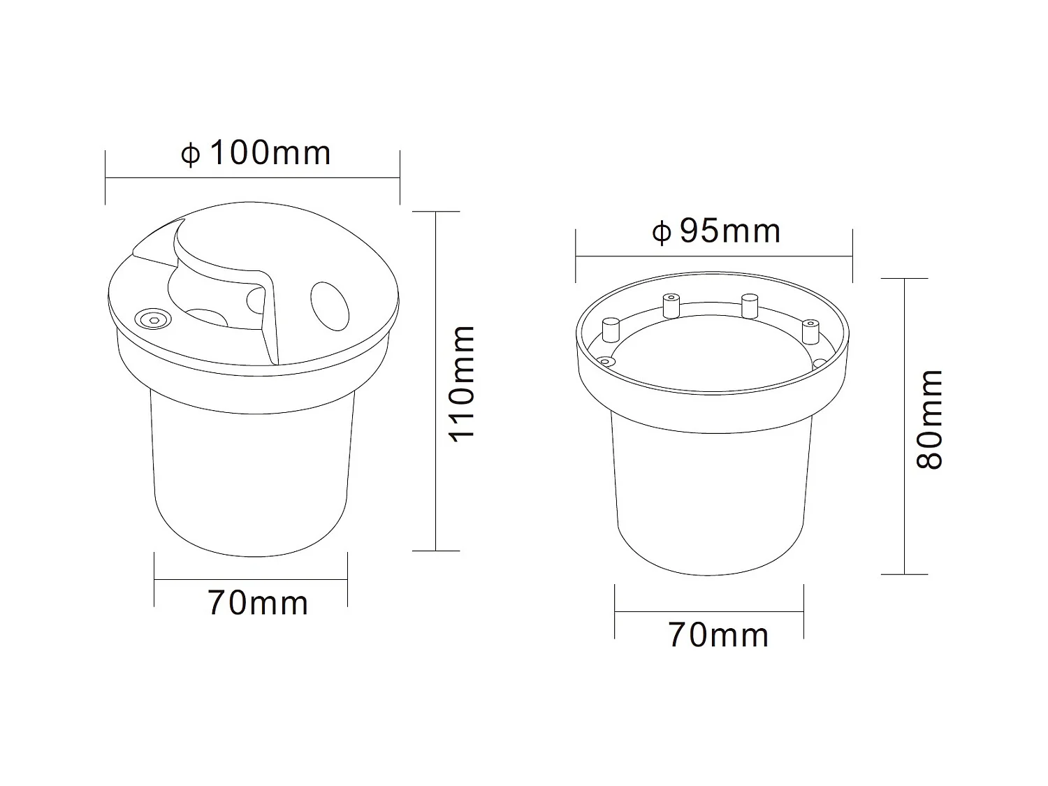 Balise Extérieure LED 3W Encastrable au Sol Gimsha 2L Noire 3000K Blanc chaud