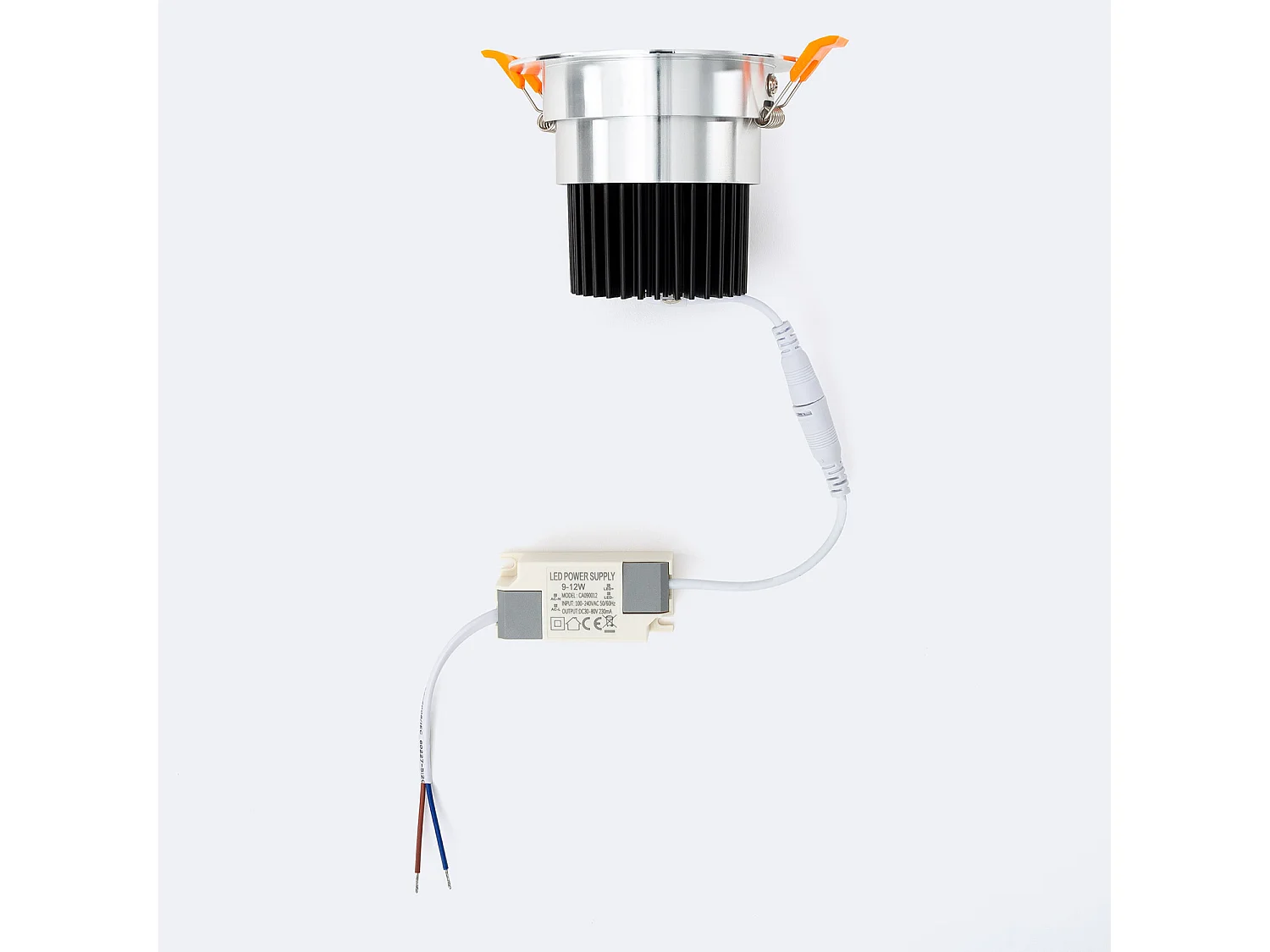 Spot LED Downlight COB Orientable Rond 12W Argenté Coupe Ø 90mm No Flicker  No Flicker 4000K Blanc neutre
