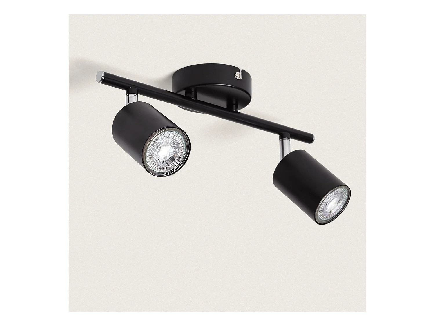 Plafonnier Orientable Métal 2 Spots Albus Black pour Ampoule GU10 Noir