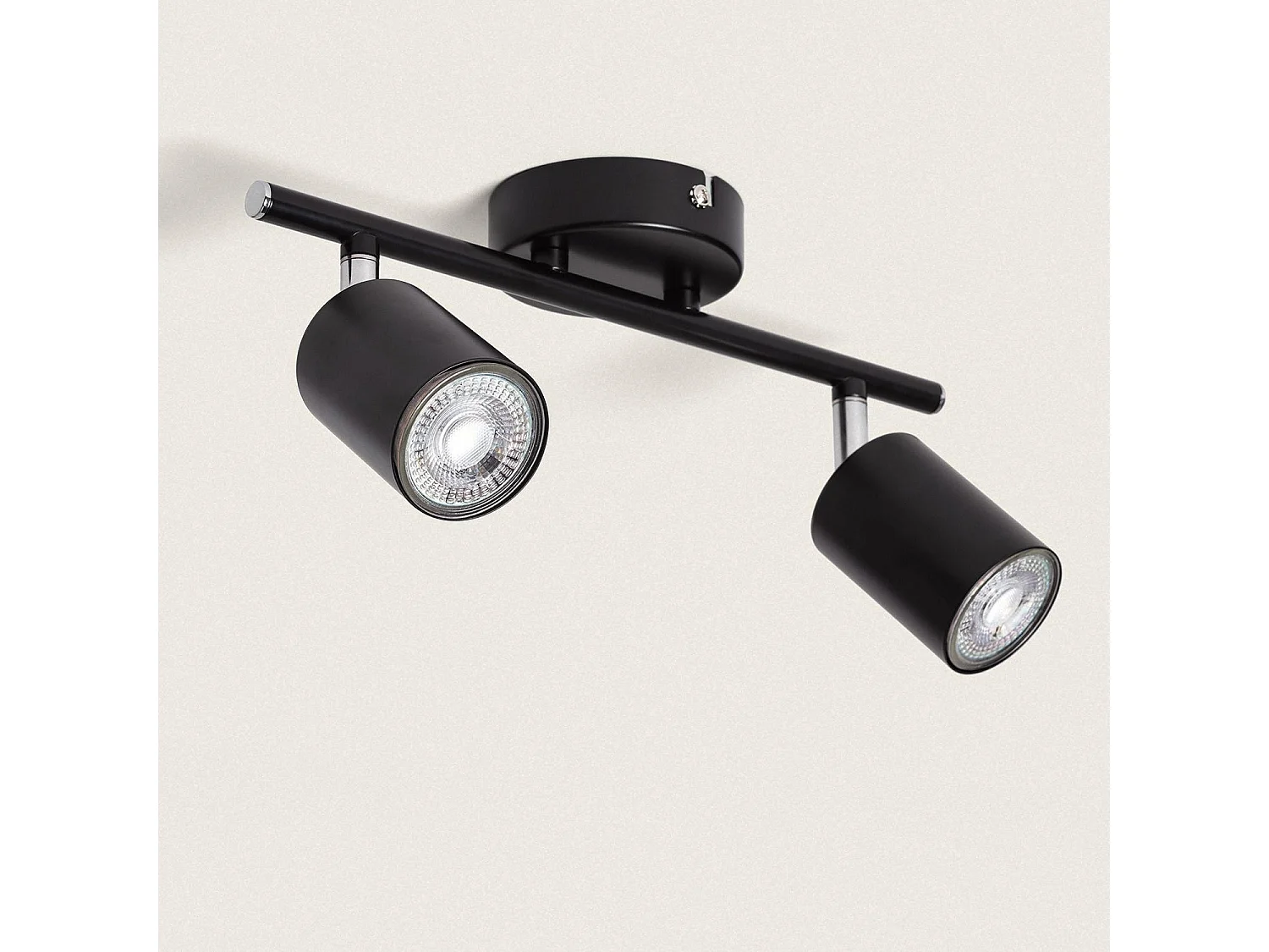 Plafonnier Orientable Métal 2 Spots Albus Black pour Ampoule GU10 Noir
