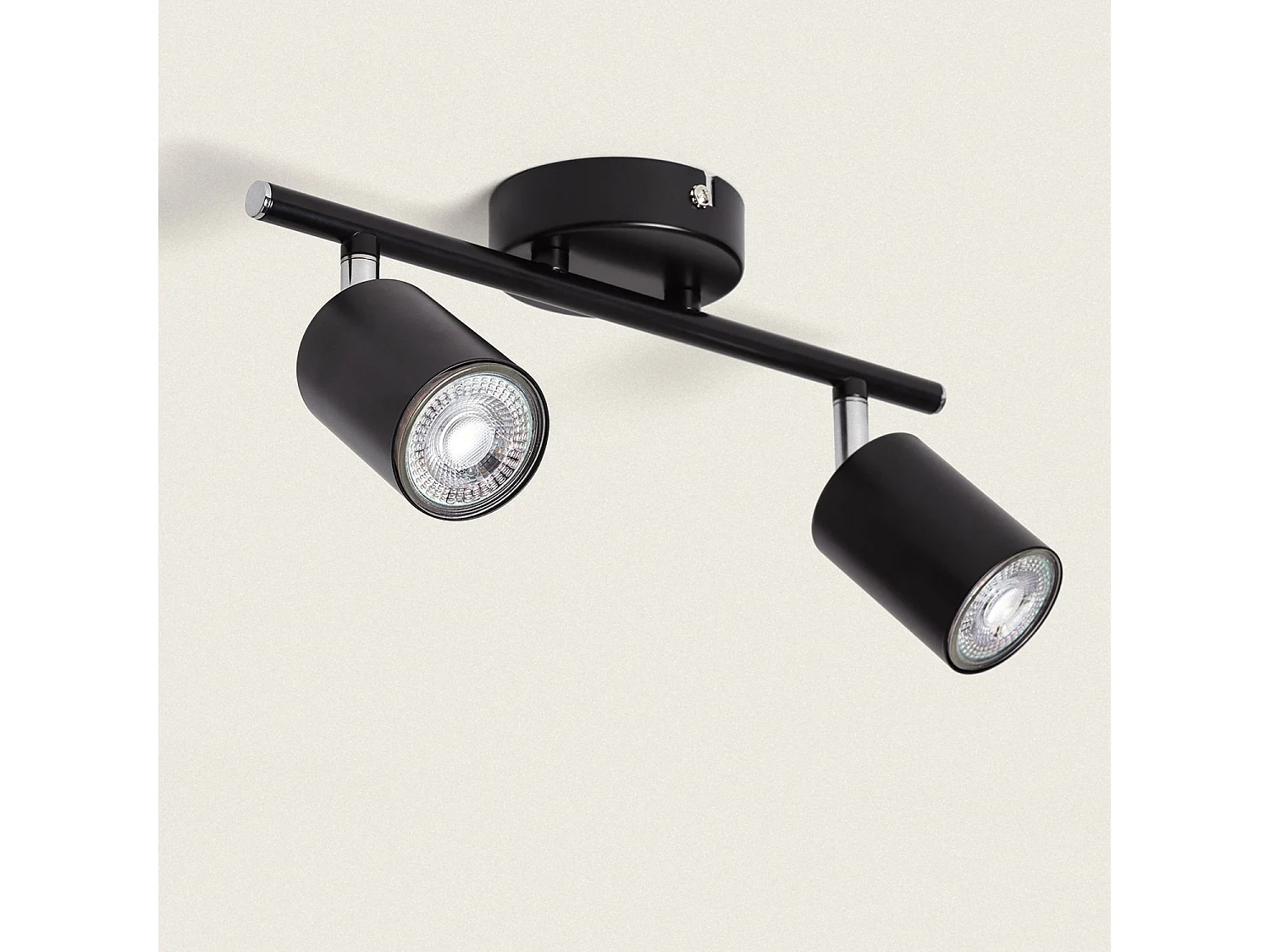 Plafonnier Orientable Métal 2 Spots Albus Black pour Ampoule GU10 Noir