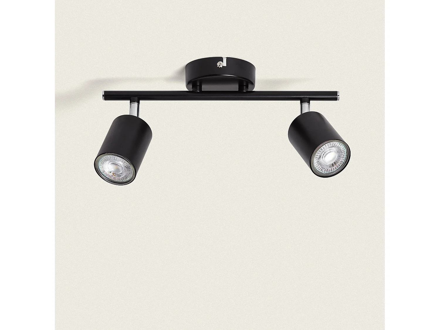 Plafonnier Orientable Métal 2 Spots Albus Black pour Ampoule GU10 Noir