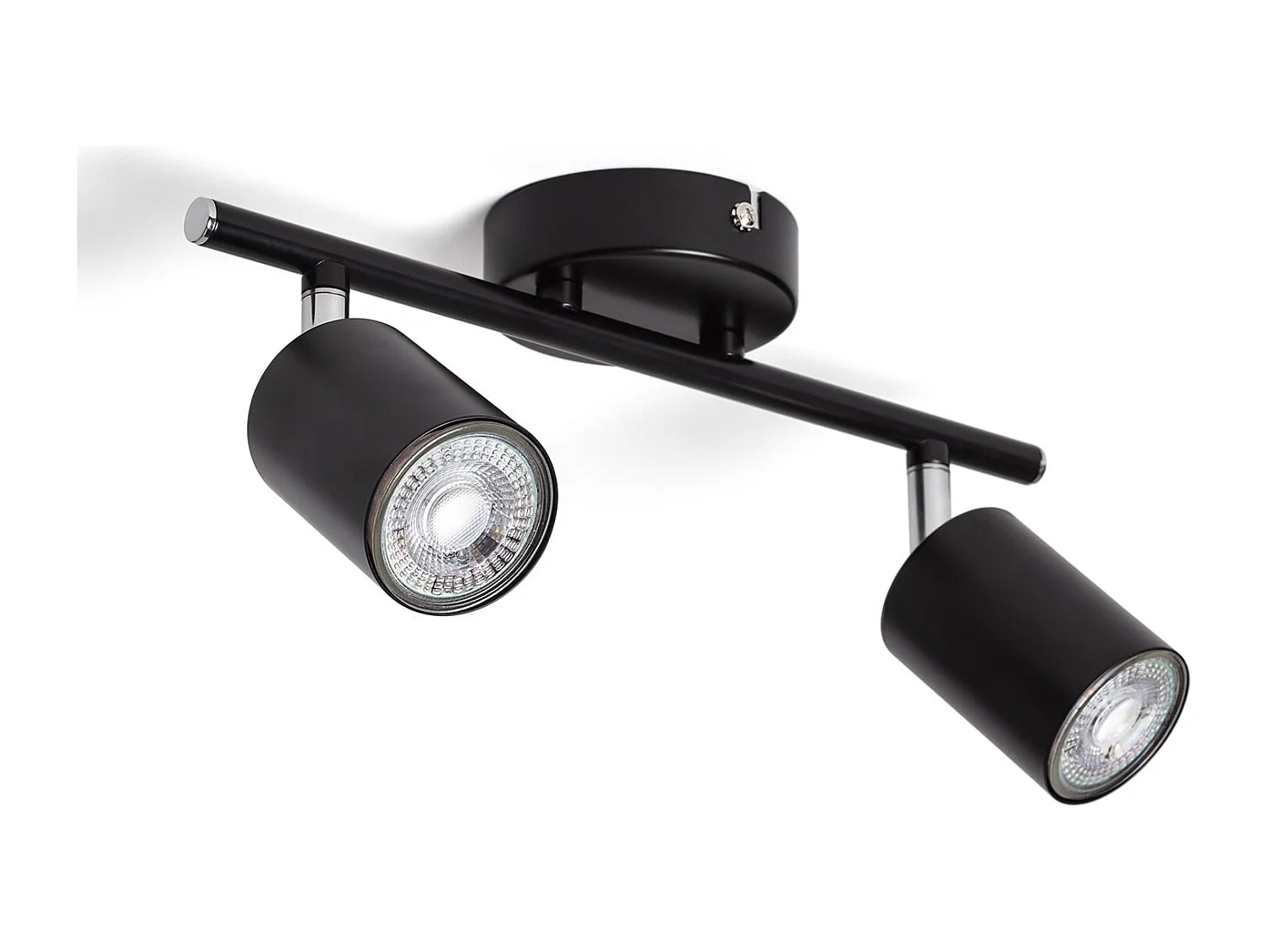 Plafonnier Orientable Métal 2 Spots Albus Black pour Ampoule GU10 Noir