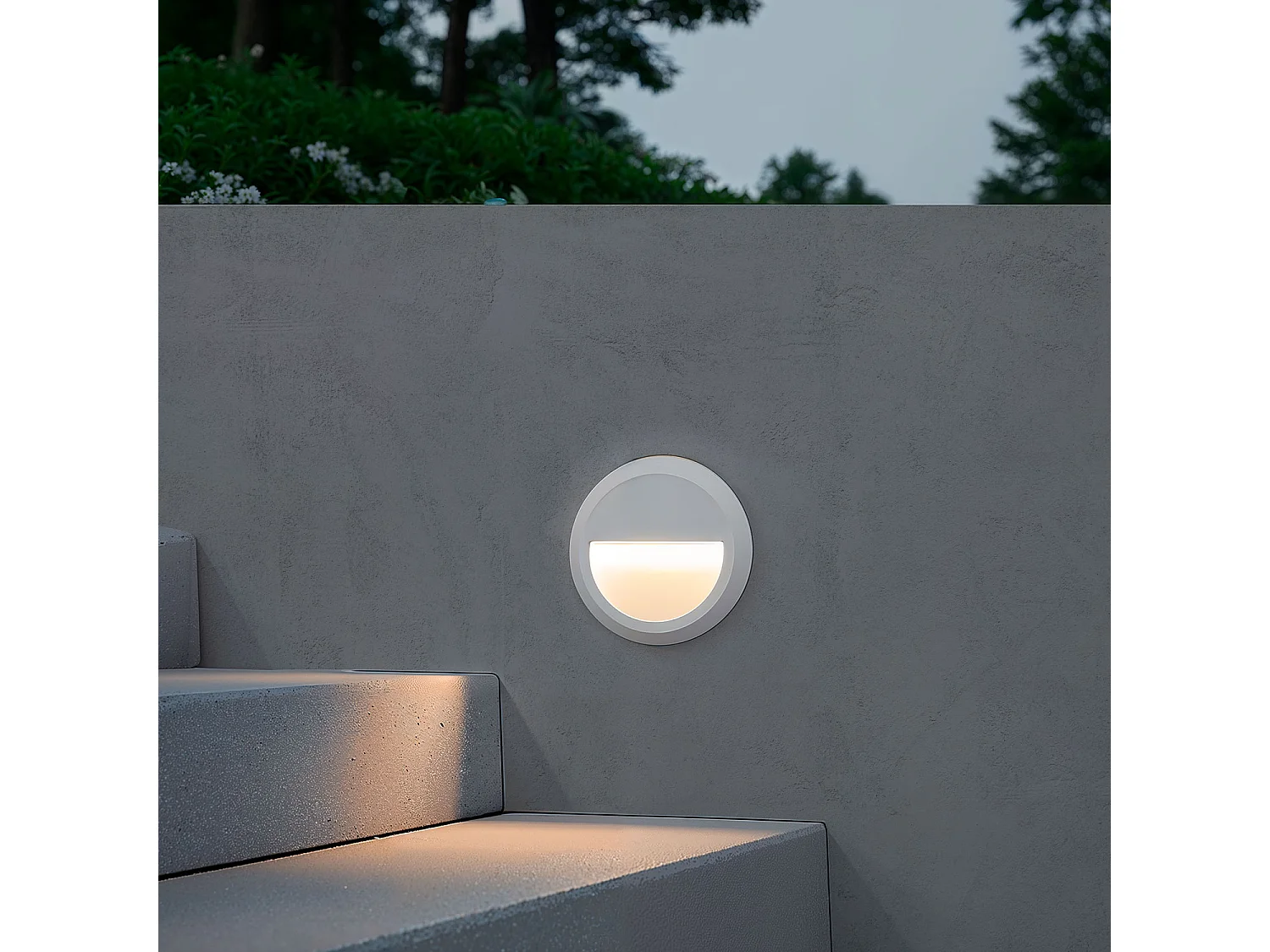 Baliza Exterior LED Superficie Pared Circular Blanco Edulis 2700K Blanco Cálido