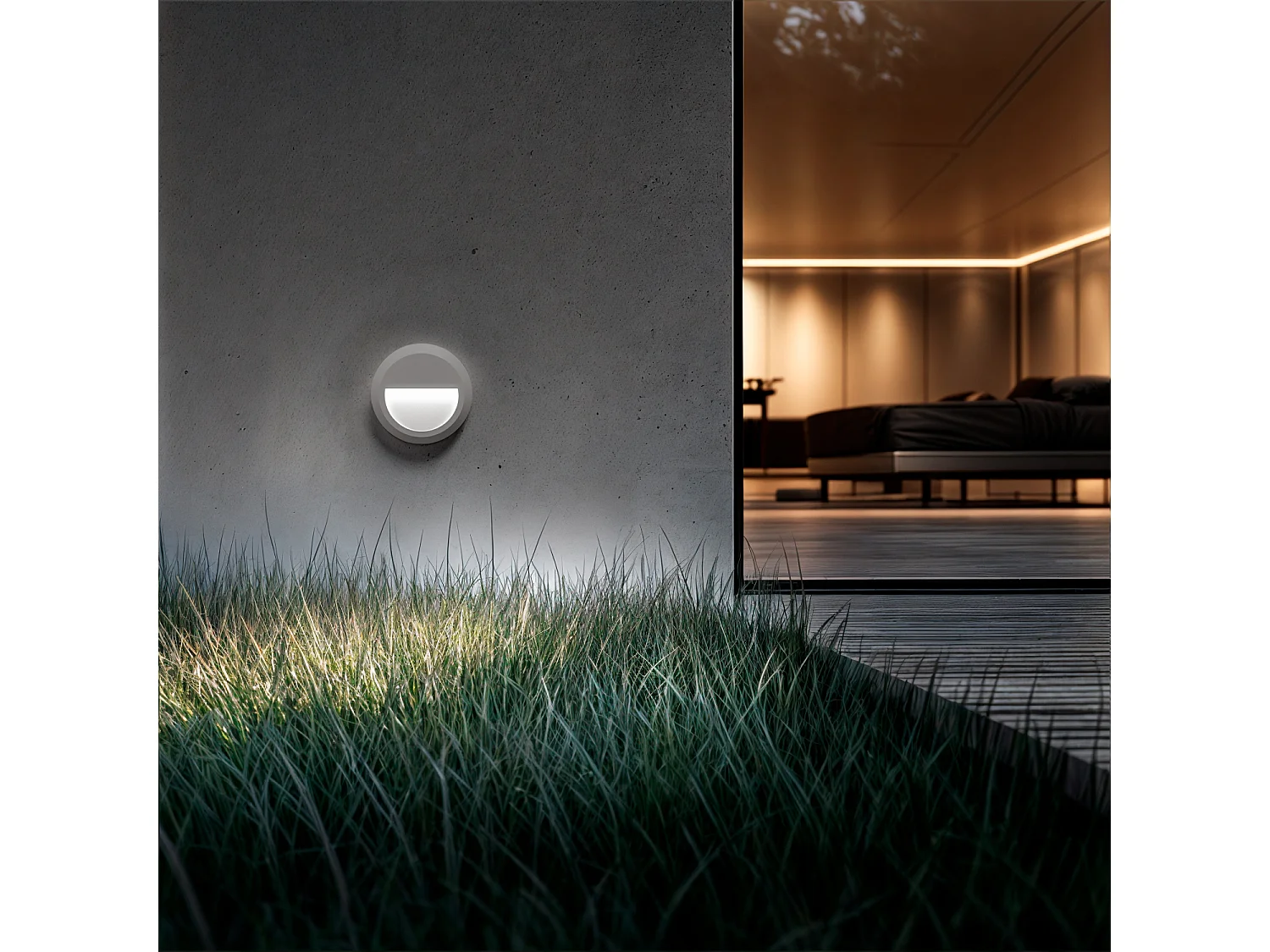 Balise LED Extérieure En Saillie au Mur Ronde Edulis Blanche 2700K Blanc chaud