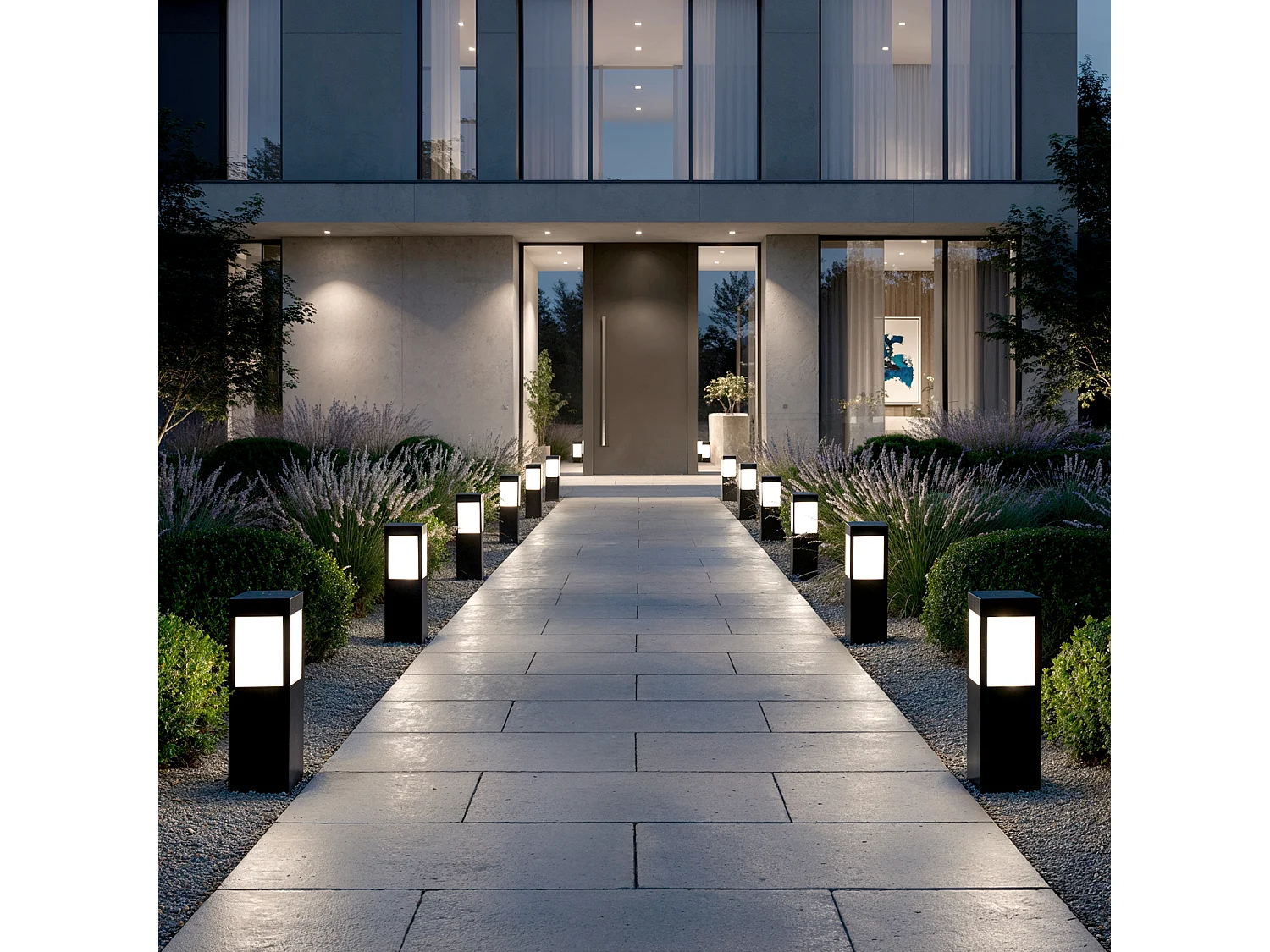 Balise LED Solaire Extérieure en Saillie sur Pied 40cm Kenya avec Détecteur de Mouvement Radar  3000K Blanc chaud