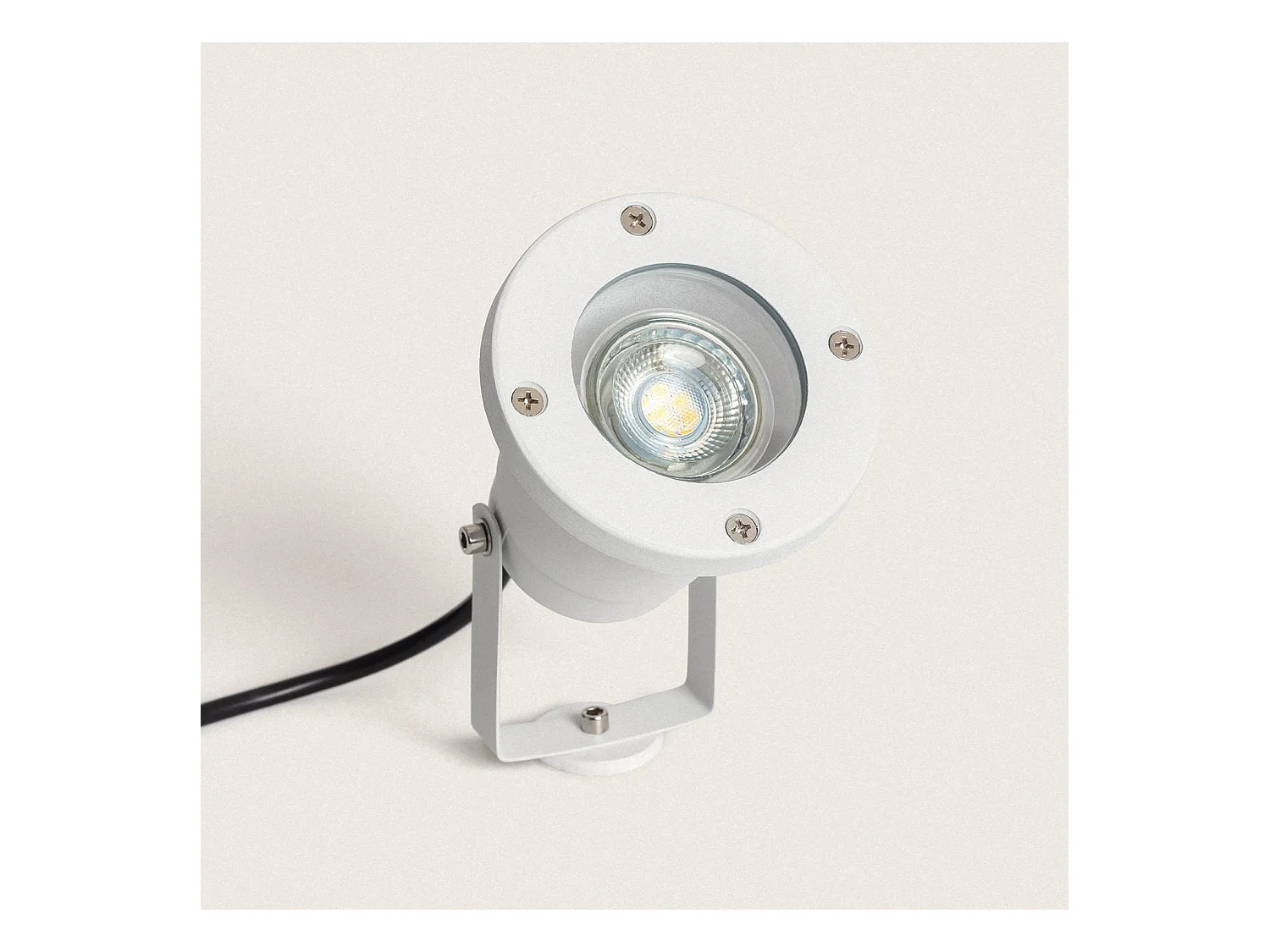 Foco Exterior GU10 Aluminio con Pincho Begira Blanco