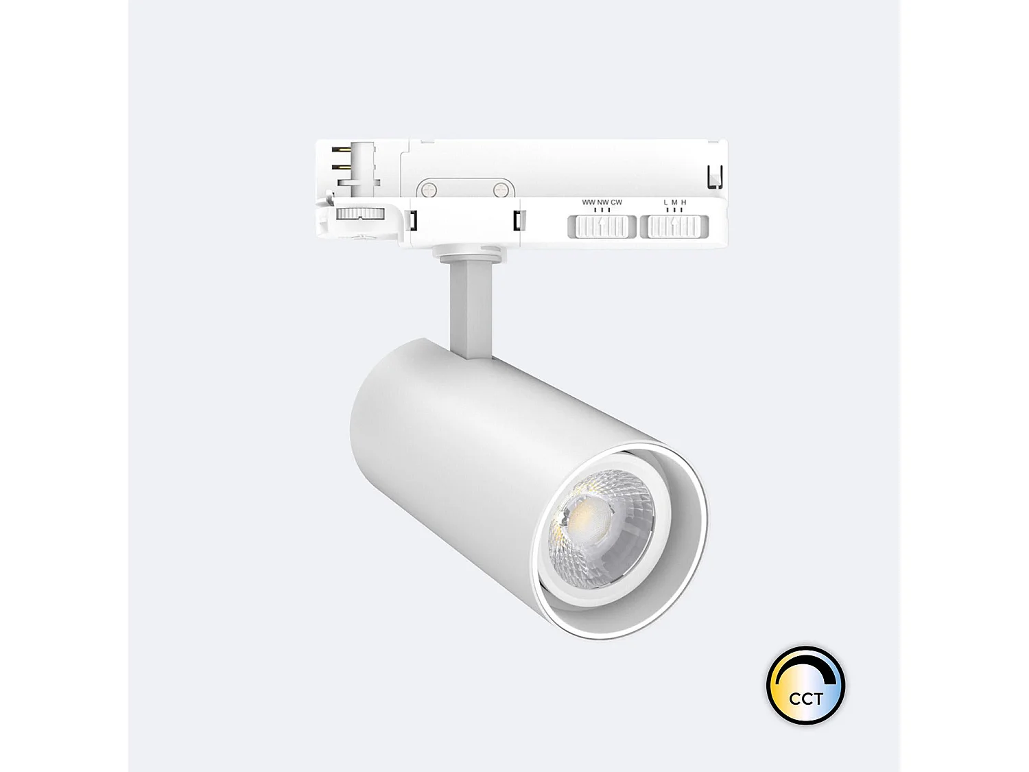 Spot LED sur Rail Triphasé 30W Fasano CCT Sélectionnable Dimmable DALI Blanc (2700K - 3200K - 4000K) Sélectionnable