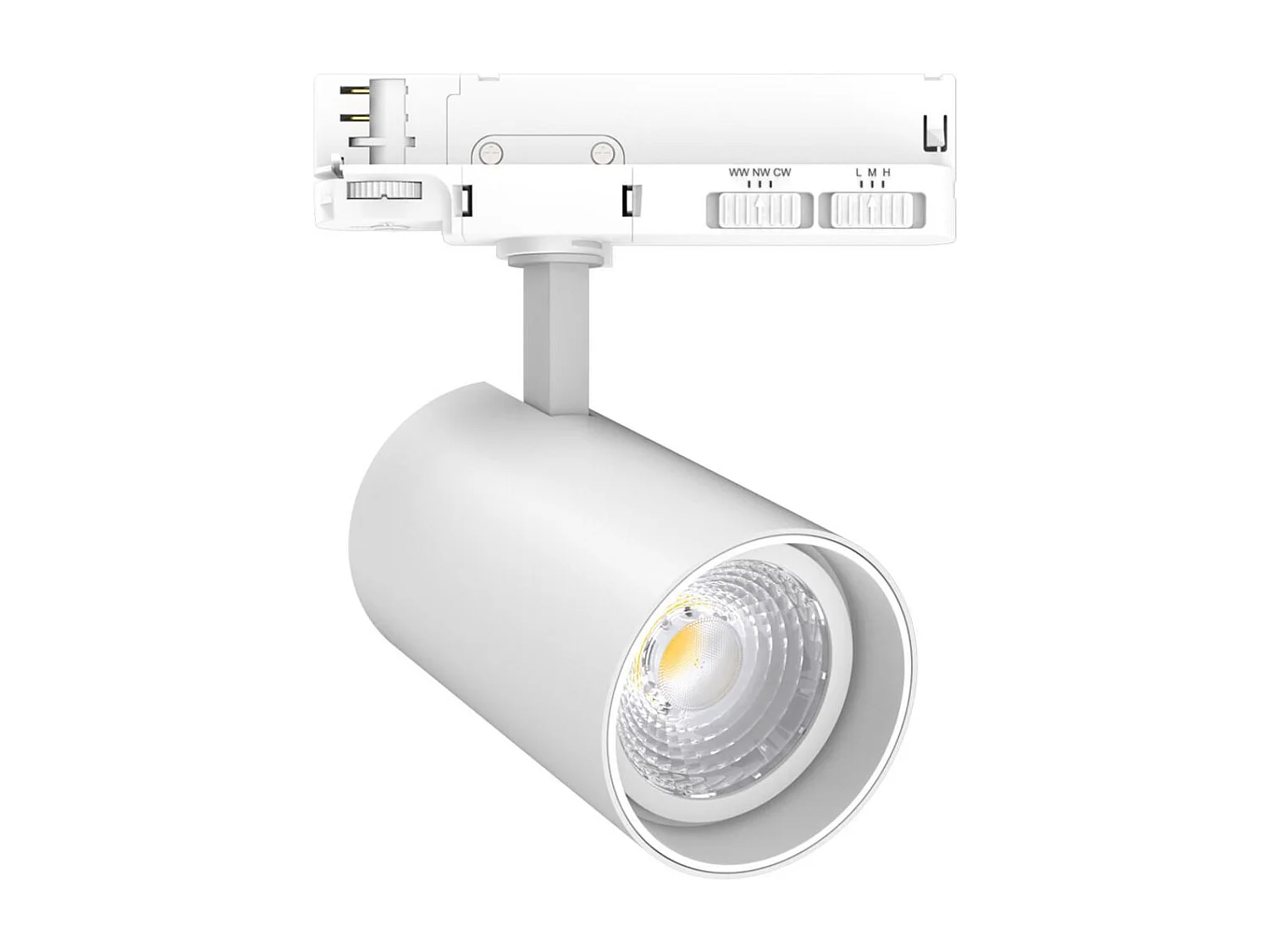 Spot LED sur Rail Triphasé 30W Fasano CCT Sélectionnable Dimmable DALI Blanc (2700K - 3200K - 4000K) Sélectionnable