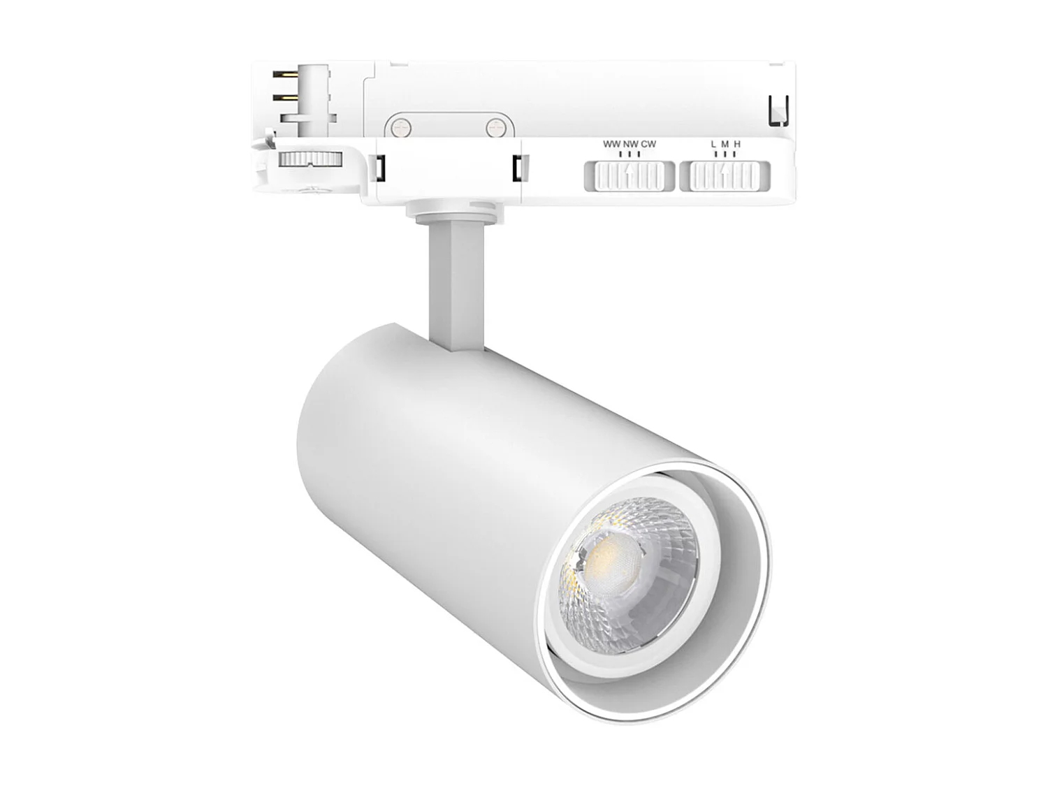 Spot LED sur Rail Triphasé 30W Fasano CCT Sélectionnable Dimmable DALI Blanc 2700K - 3200K - 4000K Sélectionnable