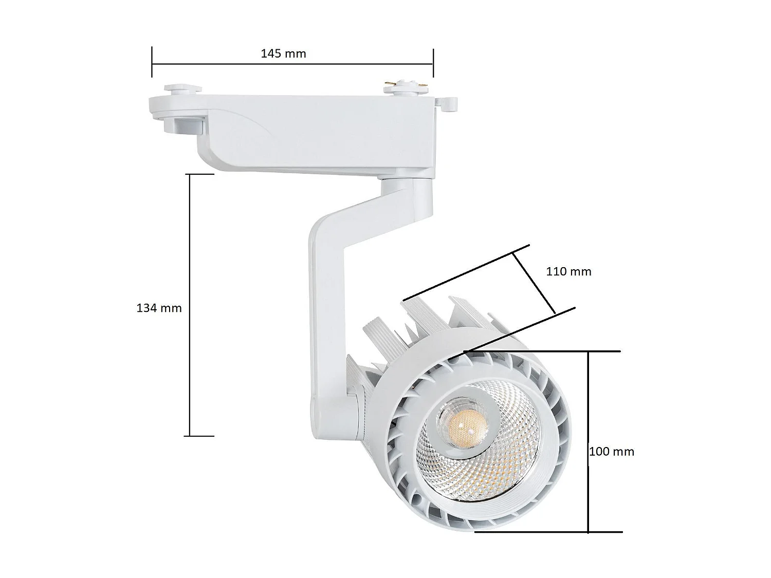 Spot LED sur Rail Monophasé 30W Dora Blanc 5000K Blanc froid
