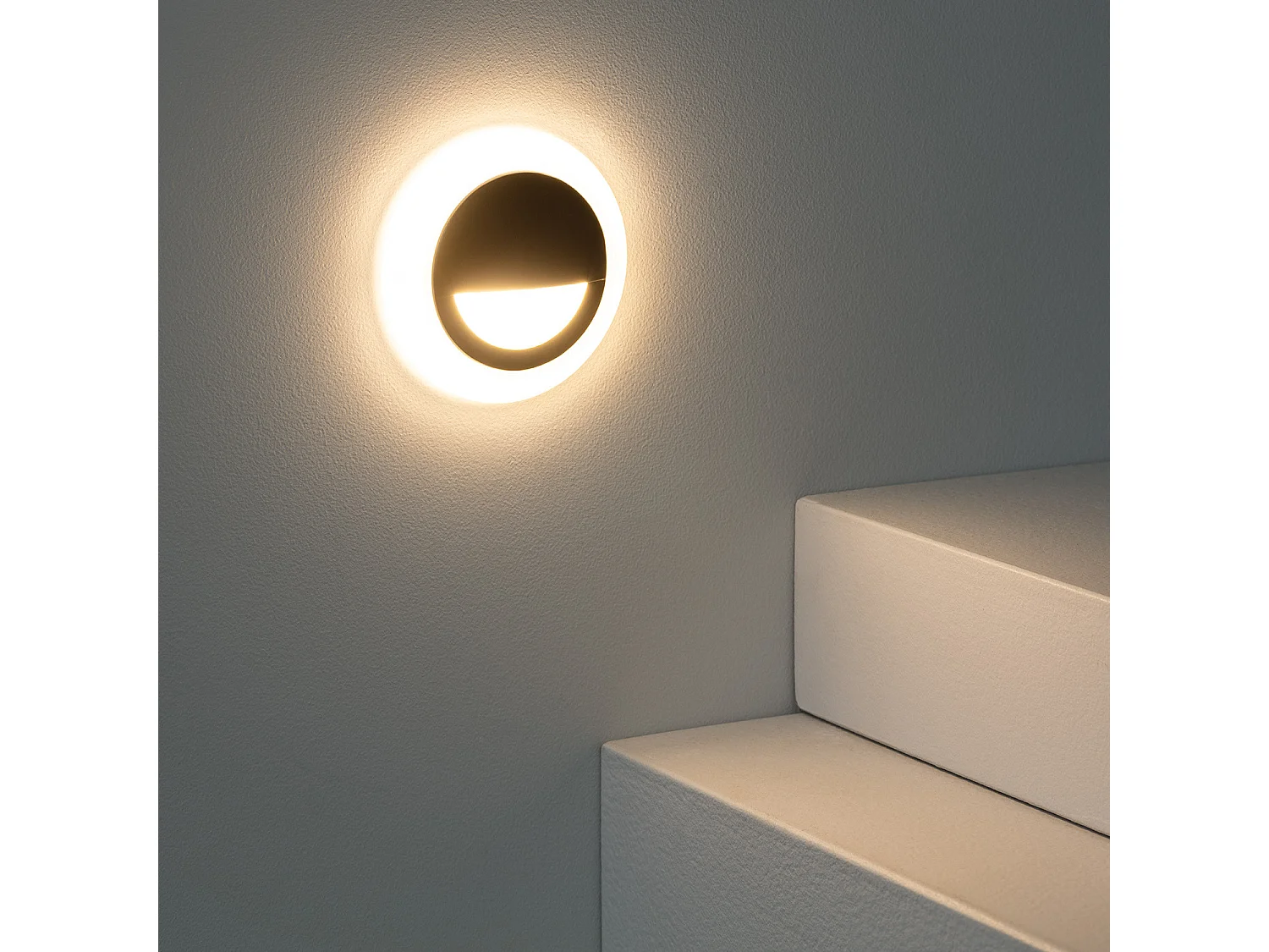 Segnapasso LED 3W da Incasso a Parete Circolare Nero 4000K Bianco Naturale