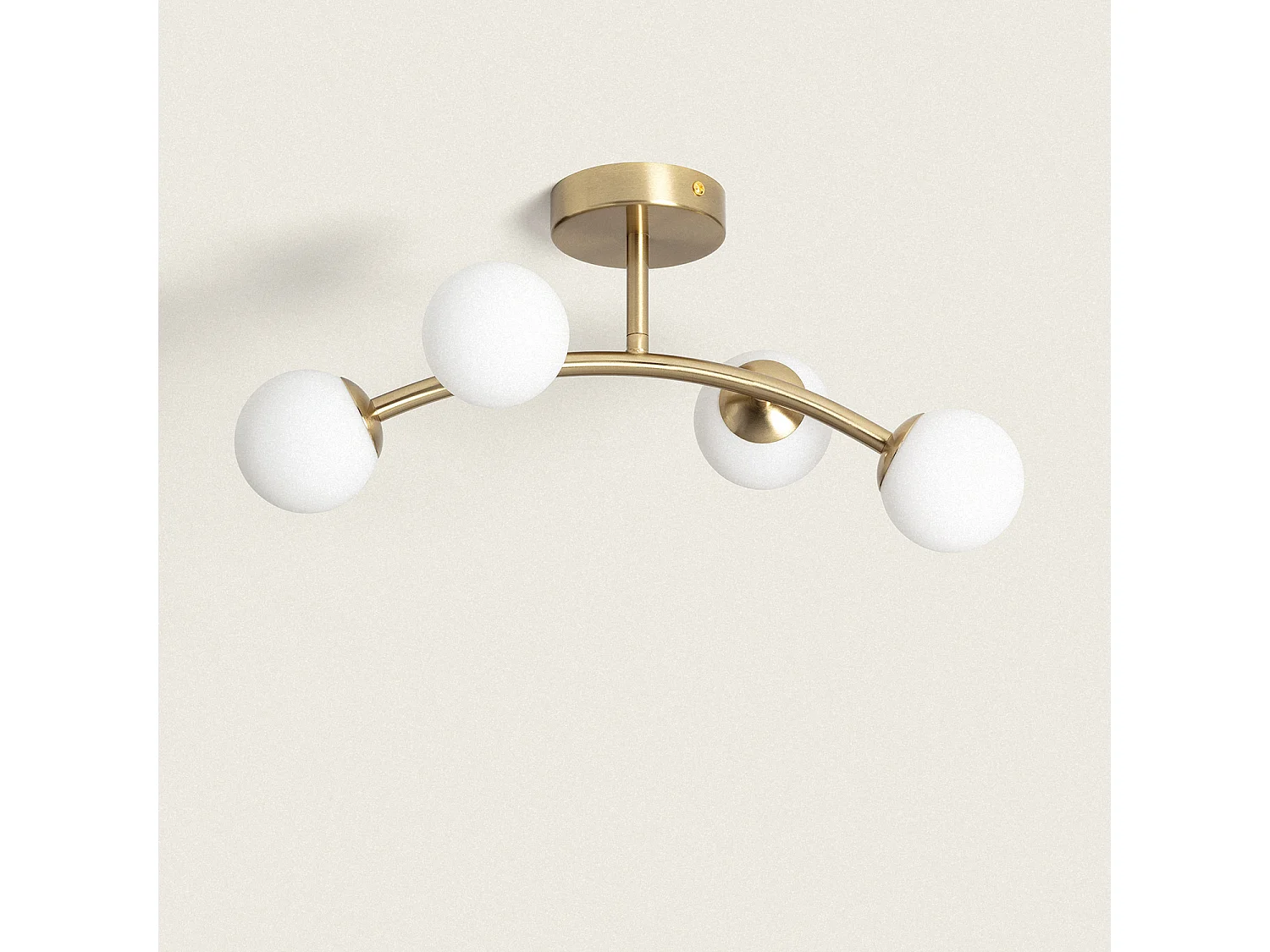 Plafonnier 4 Spots Métal et Verre Moonlight Brass Ovo  Doré