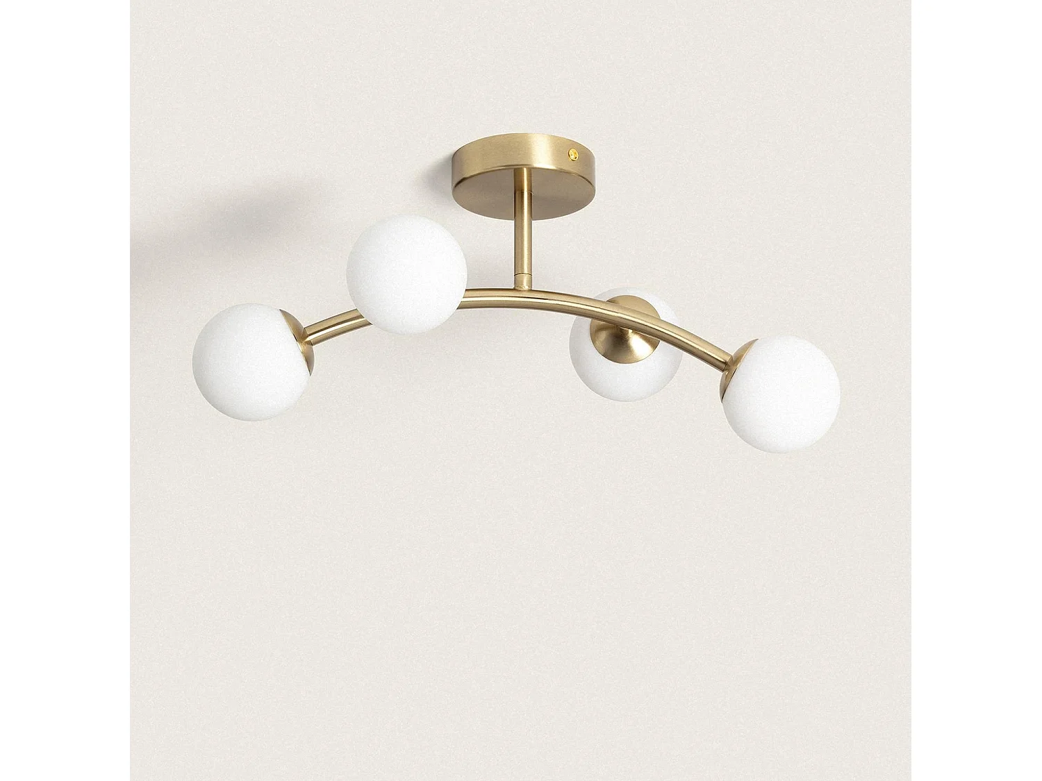 Plafonnier 4 Spots Métal et Verre Moonlight Brass Ovo  Doré