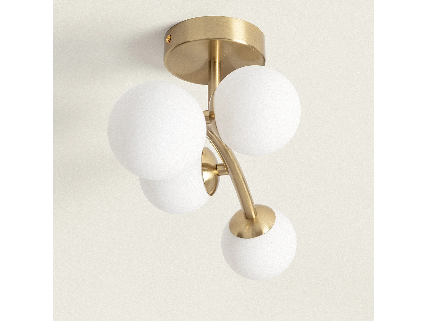 Plafonnier 4 Spots Métal et Verre Moonlight Brass Ovo  Doré