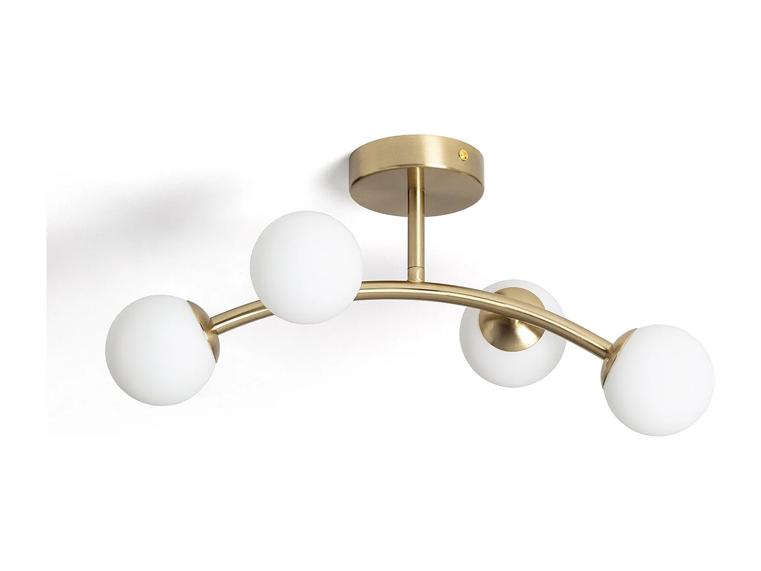 Plafonnier 4 Spots Métal et Verre Moonlight Brass Ovo  Doré