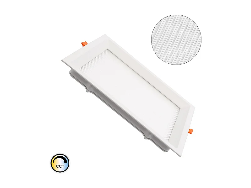 Dalle LED 20W Carrée CCT Sélectionnable Microprismatique  Coupe 200x200 mm No Flicker Sélectionnable (chaud-neutre-froid) (2700K - 4000K - 5000K)