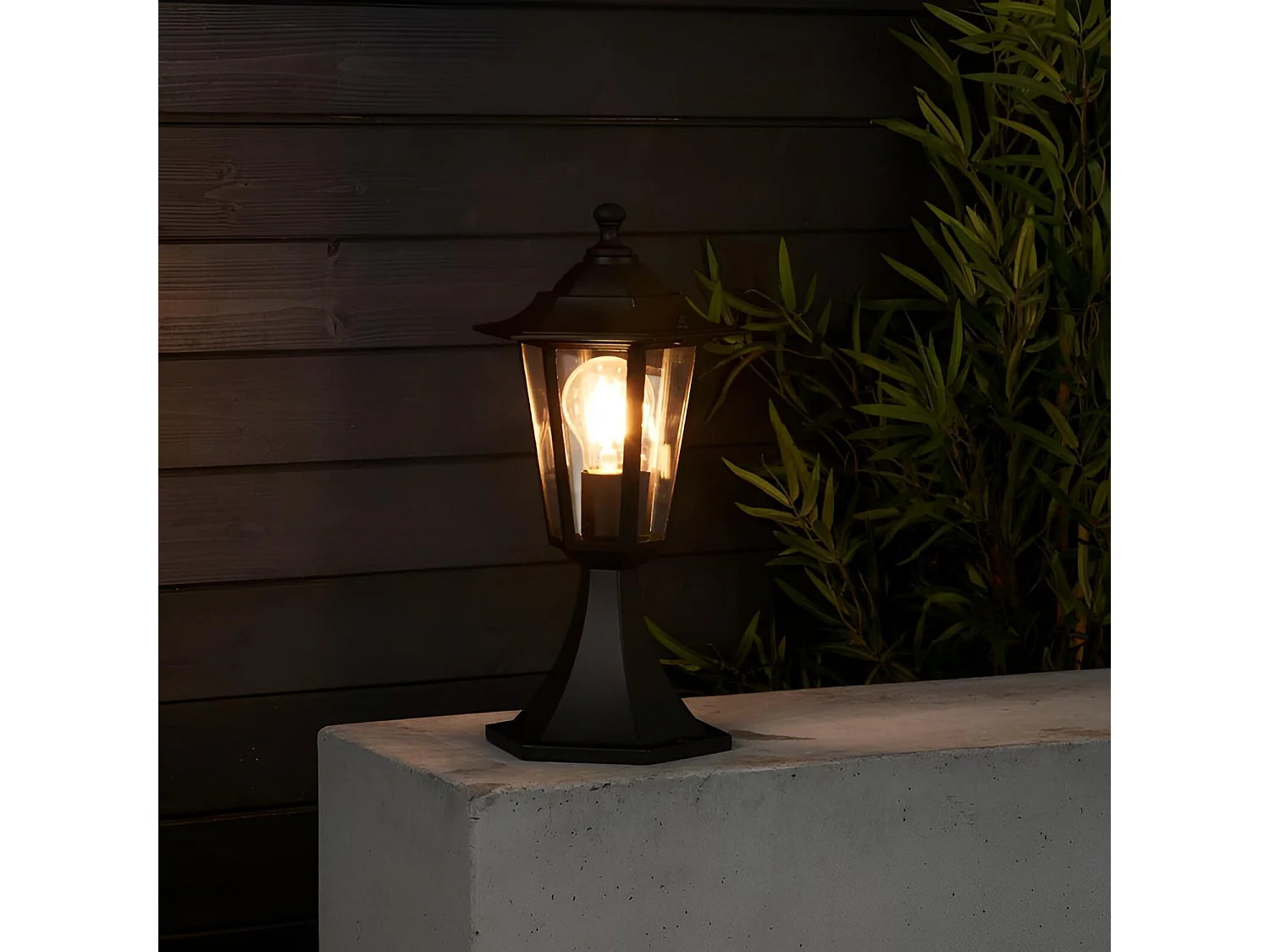 Baliza Sobremuro Exterior E27 Aluminio 36cm Crown Negro