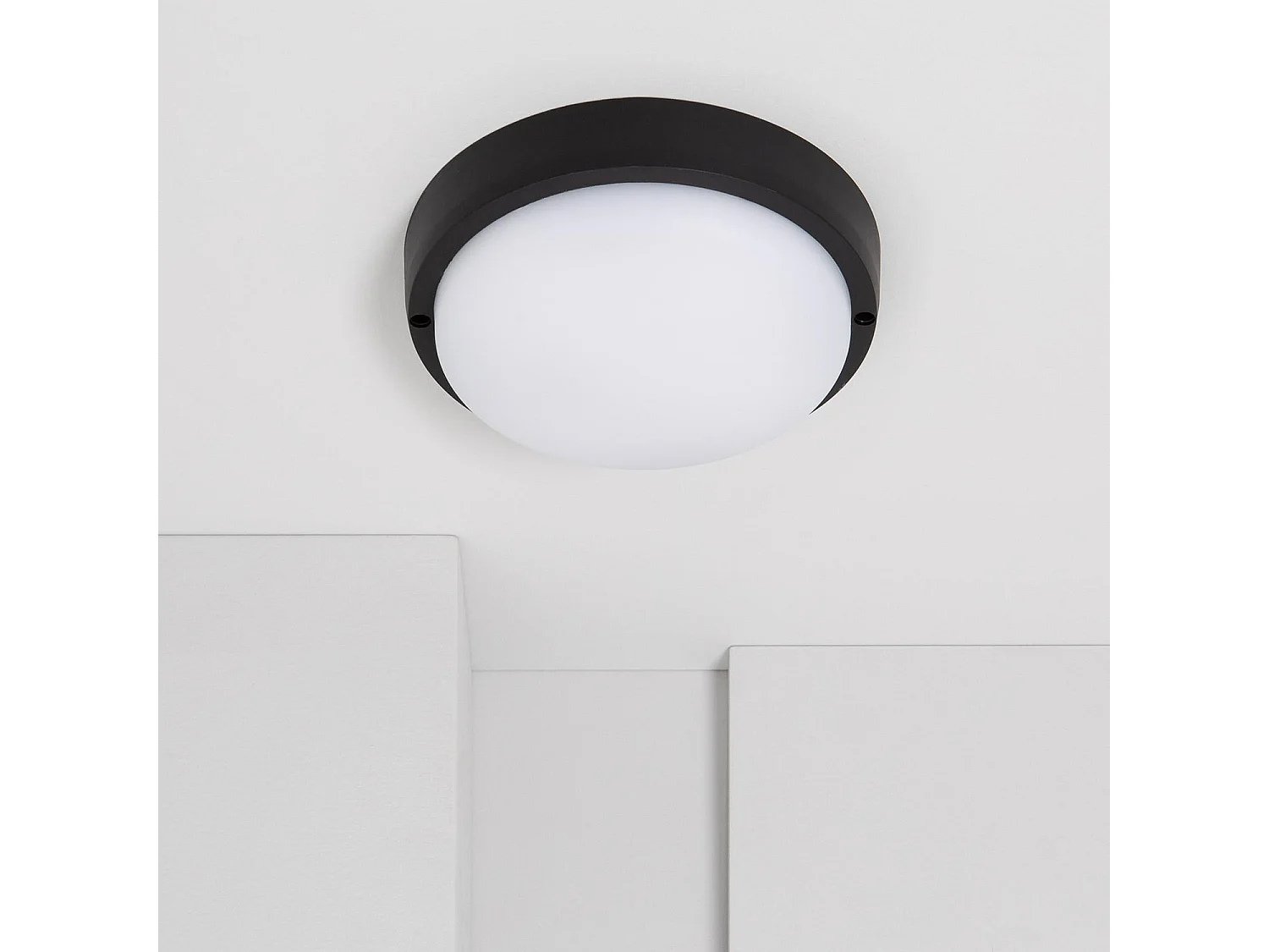 Plafonnier LED Extérieur Rond 25W Hublot Black IP65 Ø175 mm 6500K Blanc froid