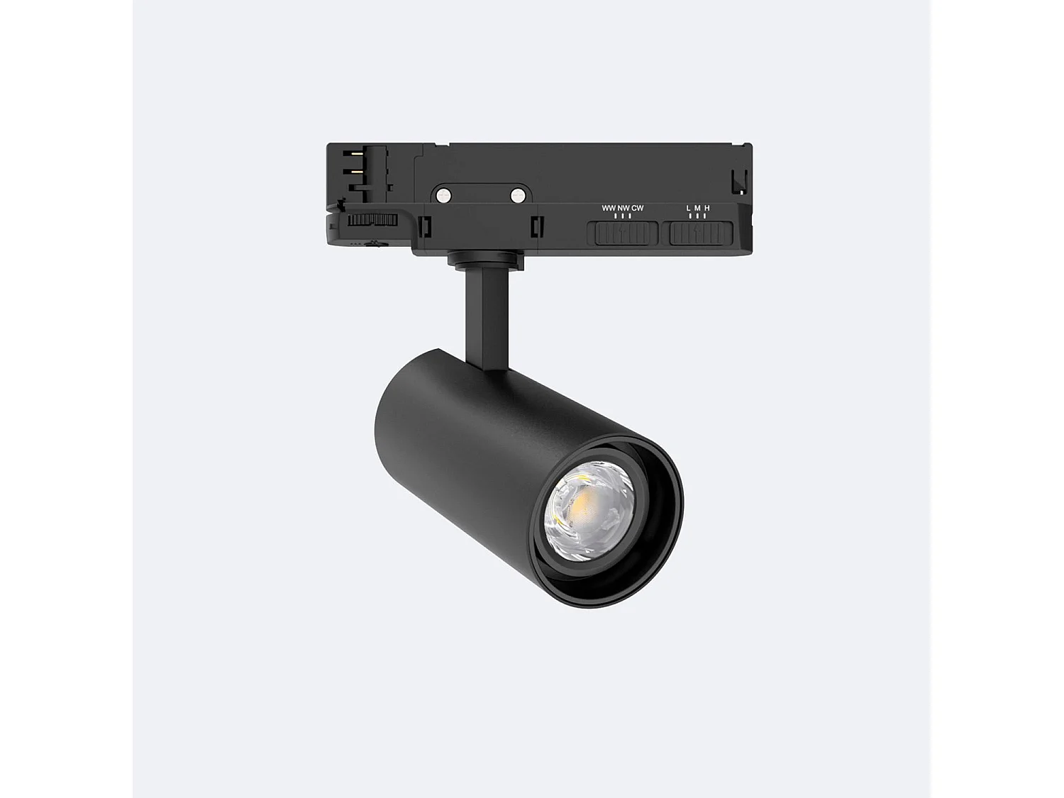Spot LED sur Rail Triphasé 20W Fasano Dimmable CCT Noir 2700K Blanc chaud