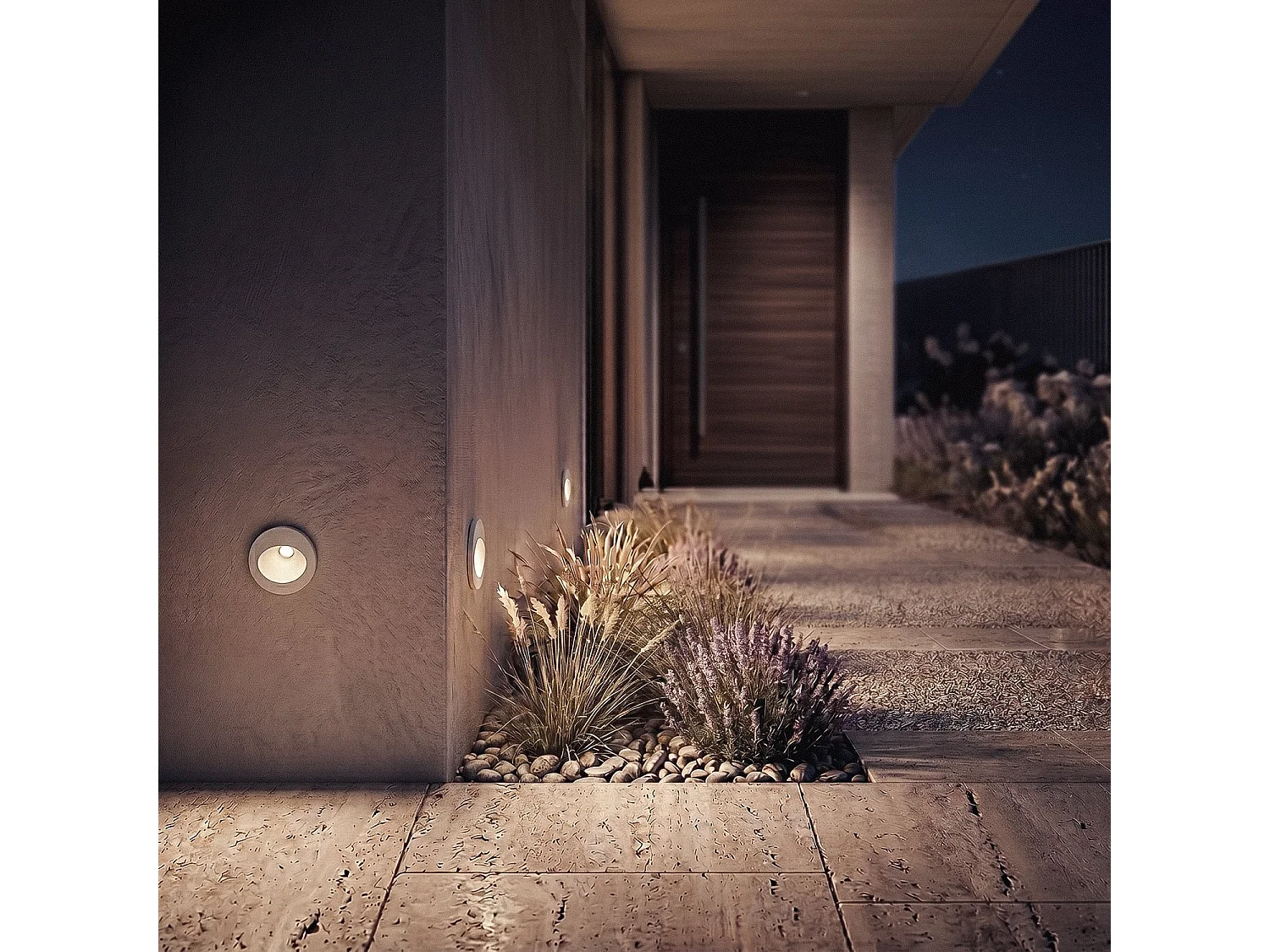 Balise Extérieure Murale LED Encastrable 3W Ronde en Aluminium Coney Blanche  2700K Blanc chaud