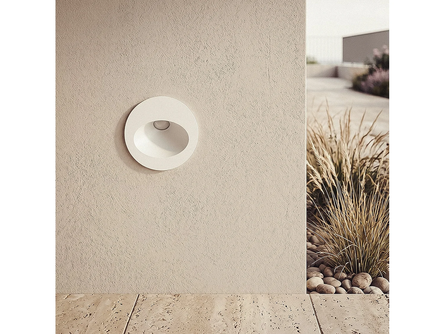 Balise Extérieure Murale LED Encastrable 3W Ronde en Aluminium Coney Blanche  2700K Blanc chaud