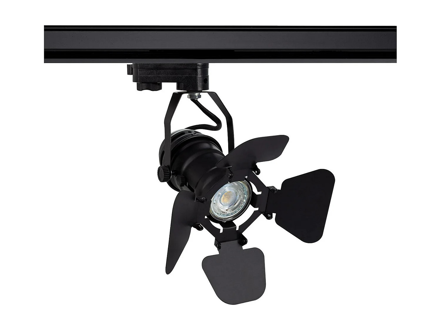 Spot à Douille sur Rail Monophasé Cinema Kurangna pour Ampoule GU10 Noir