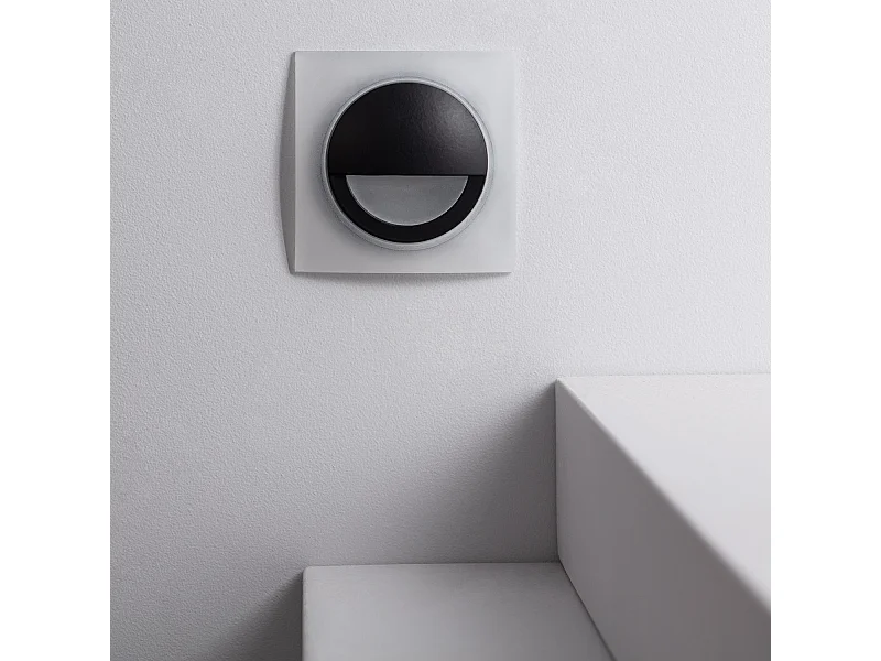 Baliza LED 3W Empotrable Pared Cuadrado Negro Occulare 2700K Blanco Cálido