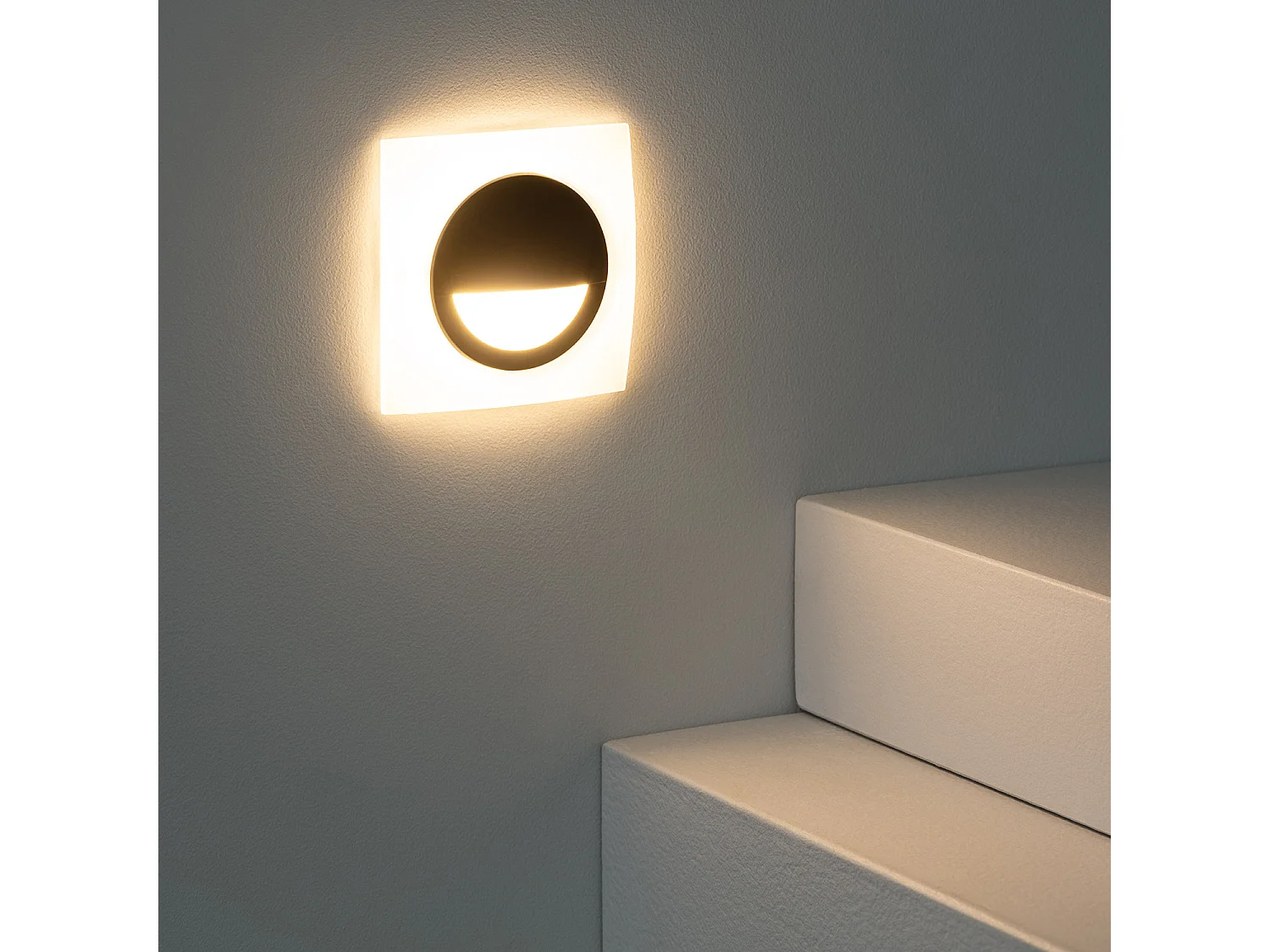 Baliza LED 3W Empotrable Pared Cuadrado Negro Occulare 2700K Blanco Cálido