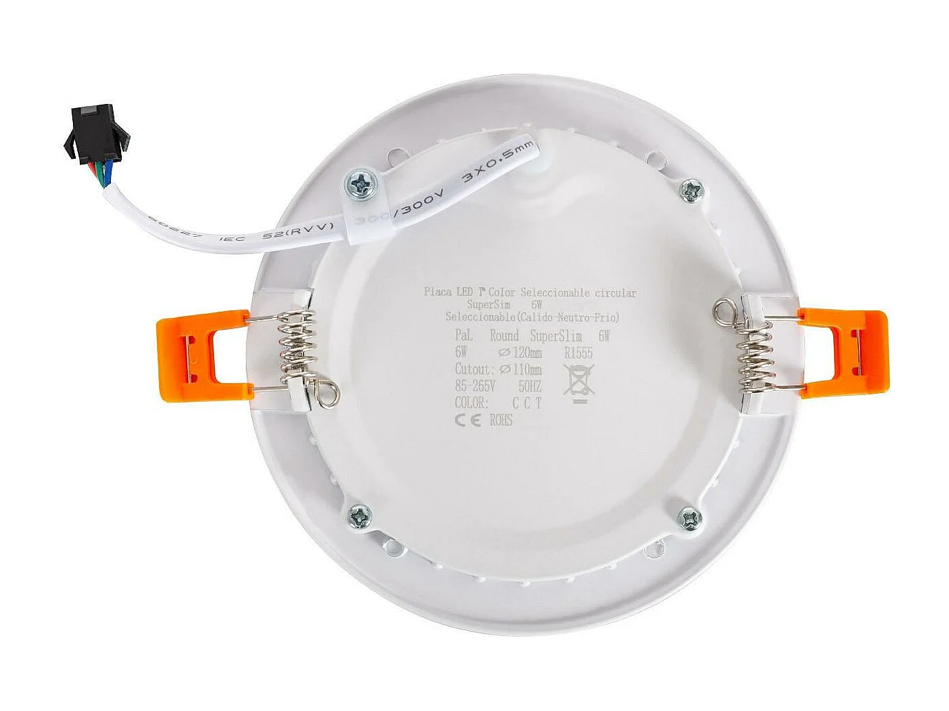Dalle LED 6W Ronde SwitchCCT Sélectionnable Coupe Ø 110mm Compatible avec Télécommande RF V2 Sélectionnable (chaud-neutre-froid)