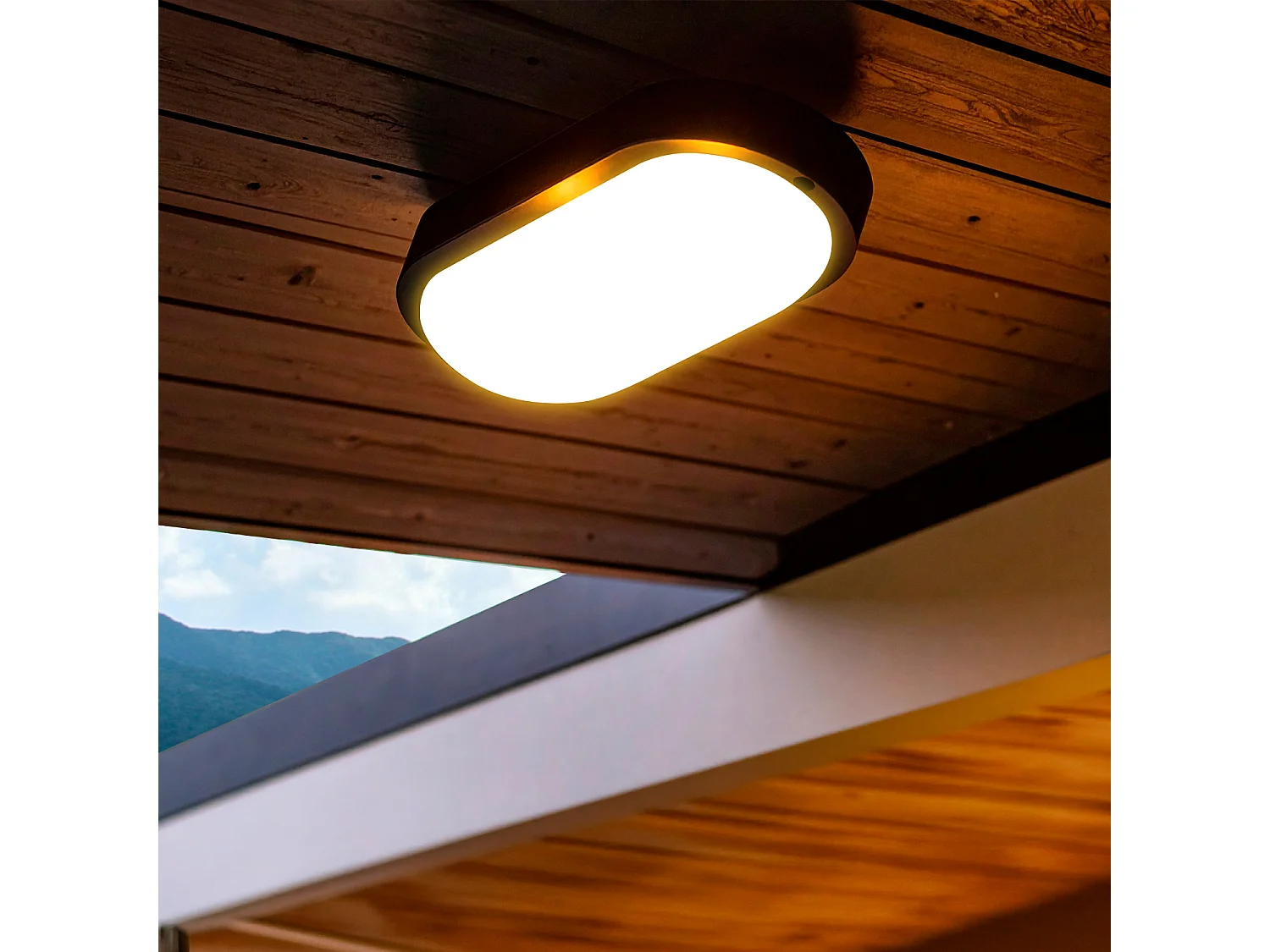 Plafonnier LED Extérieur Ovale 25W Hublot Black IP65 98x198 mm  6500K Blanc froid