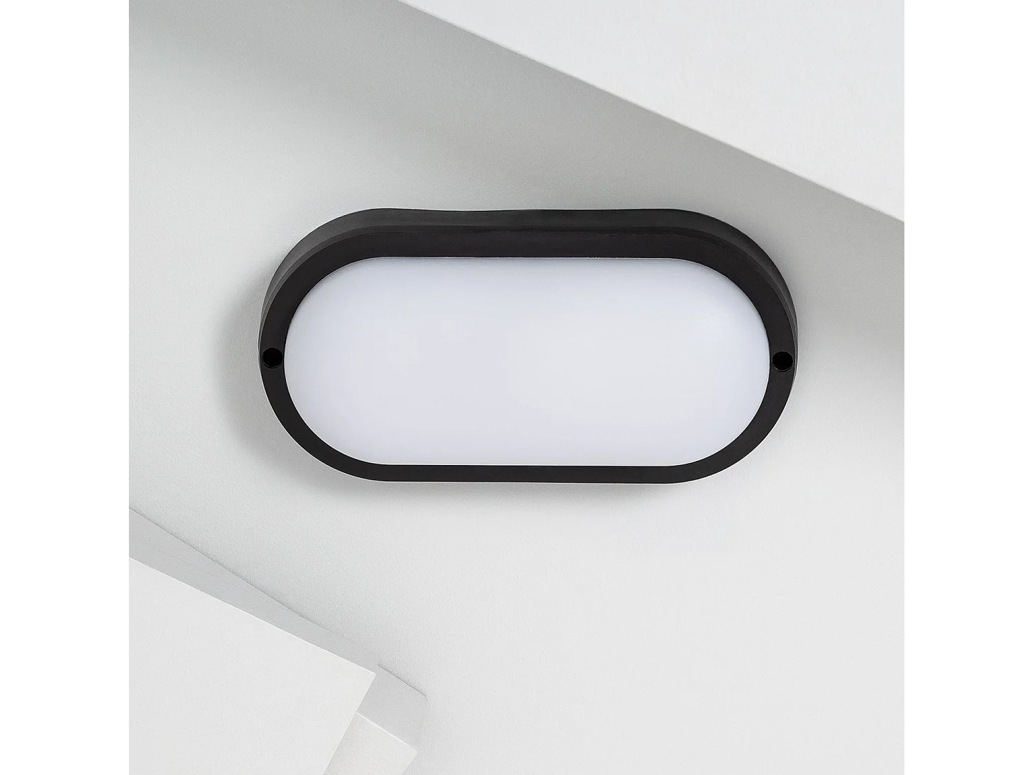 Plafoniera LED 25W Ovale per Esterni 96x198 mm IP65 Black 6500K Bianco Freddo