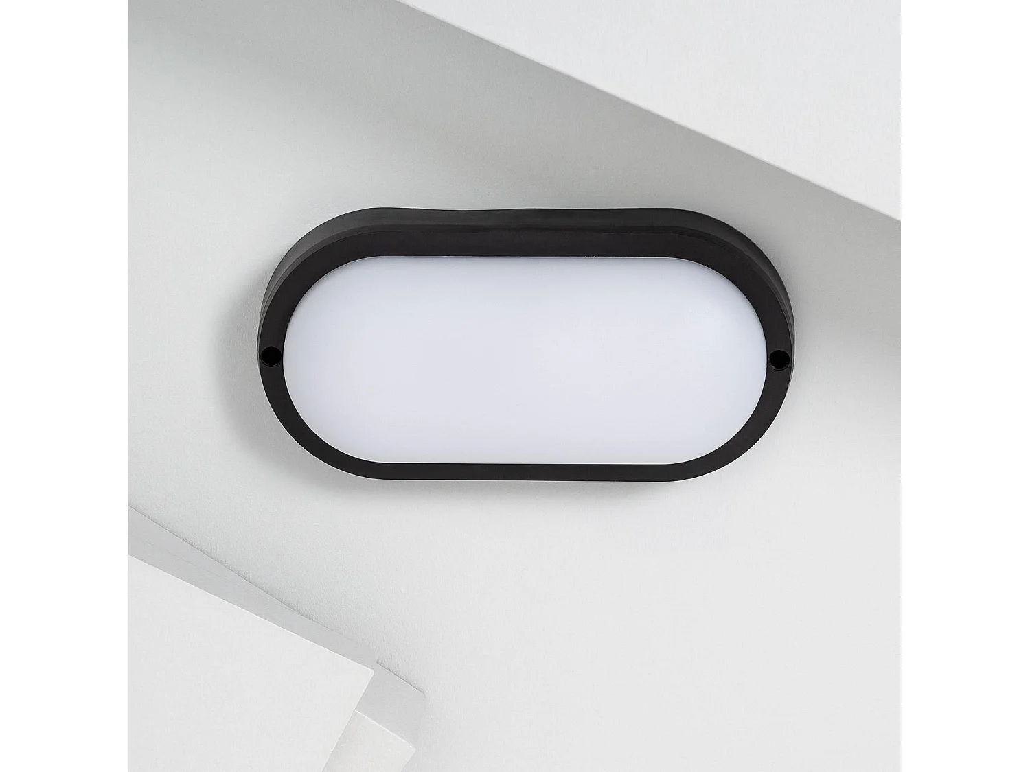 Plafoniera LED 25W Ovale per Esterni 96x198 mm IP65 Black 6500K Bianco Freddo
